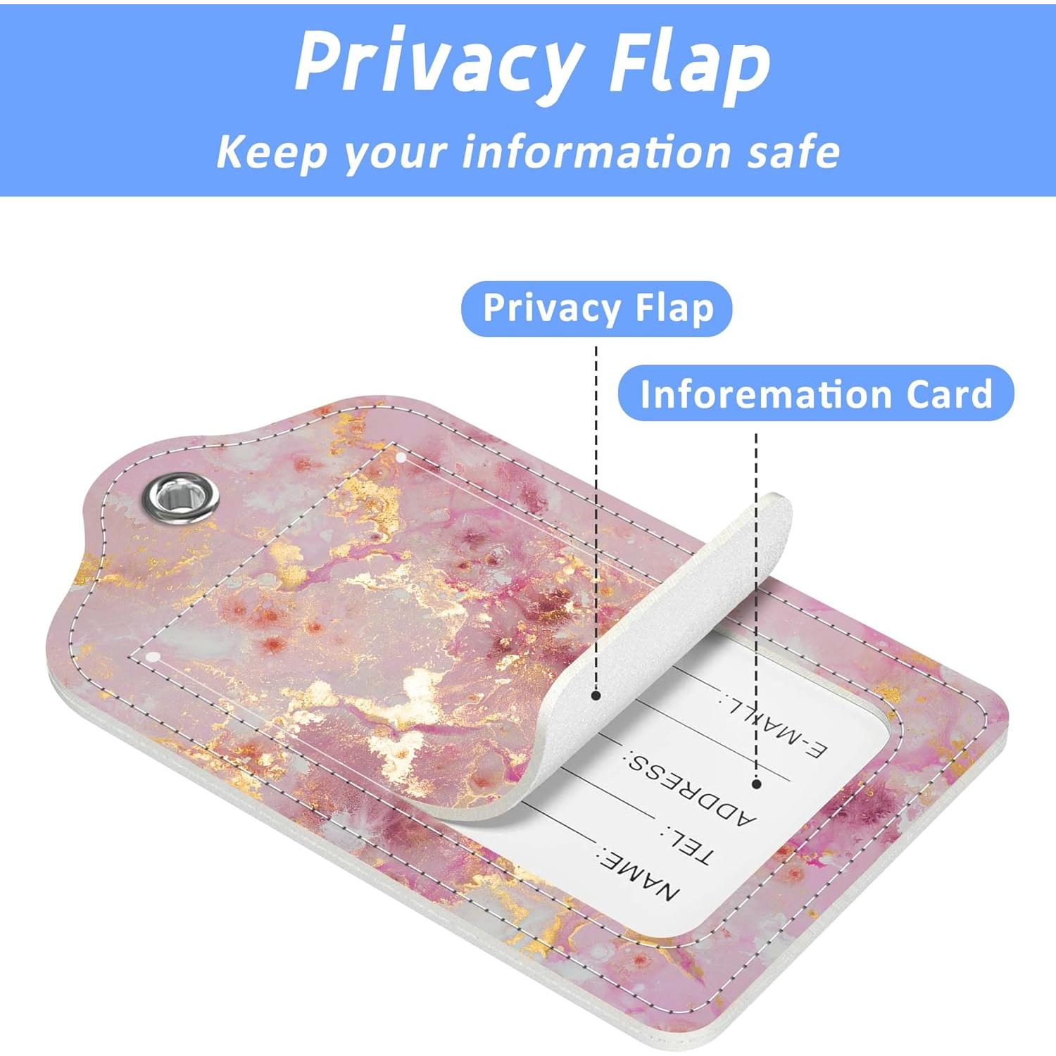 Etiqueta de Equipaje MSEAANBK Cuero PU Mármol Rosa Oro 2PCS