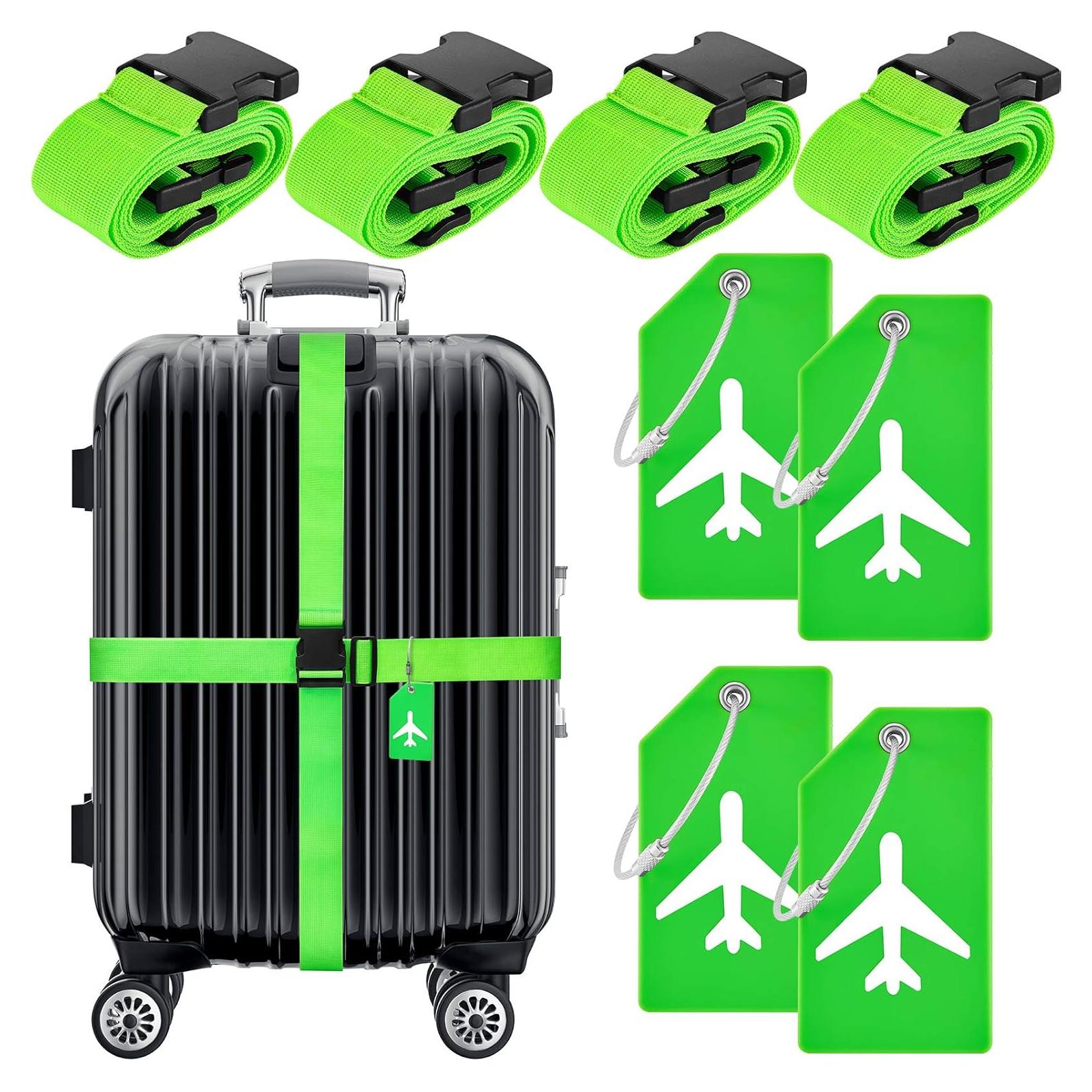 Set 8 Pcs Correas y Etiquetas de Equipaje Weewooday Verde