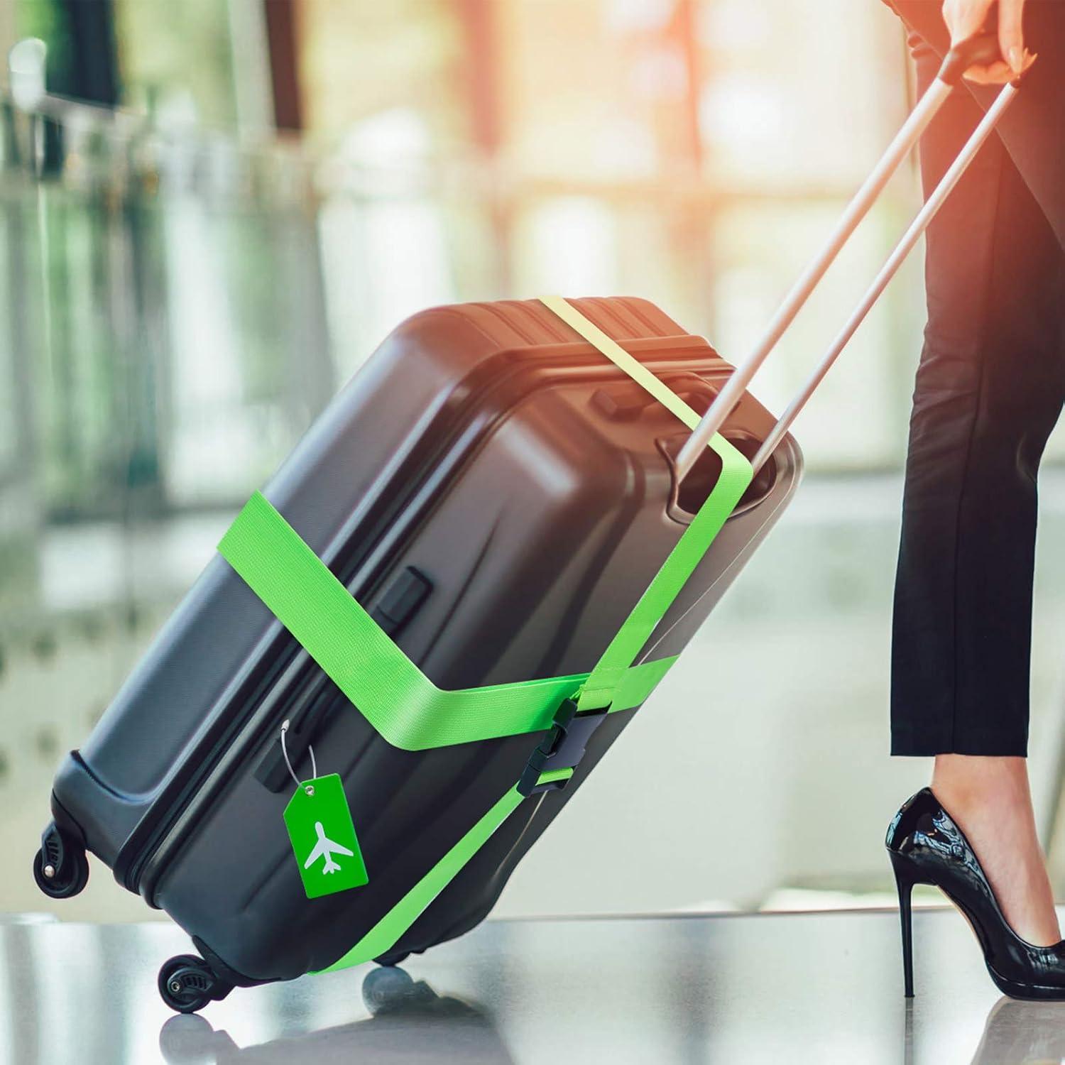 Set 8 Pcs Correas y Etiquetas de Equipaje Weewooday Verde
