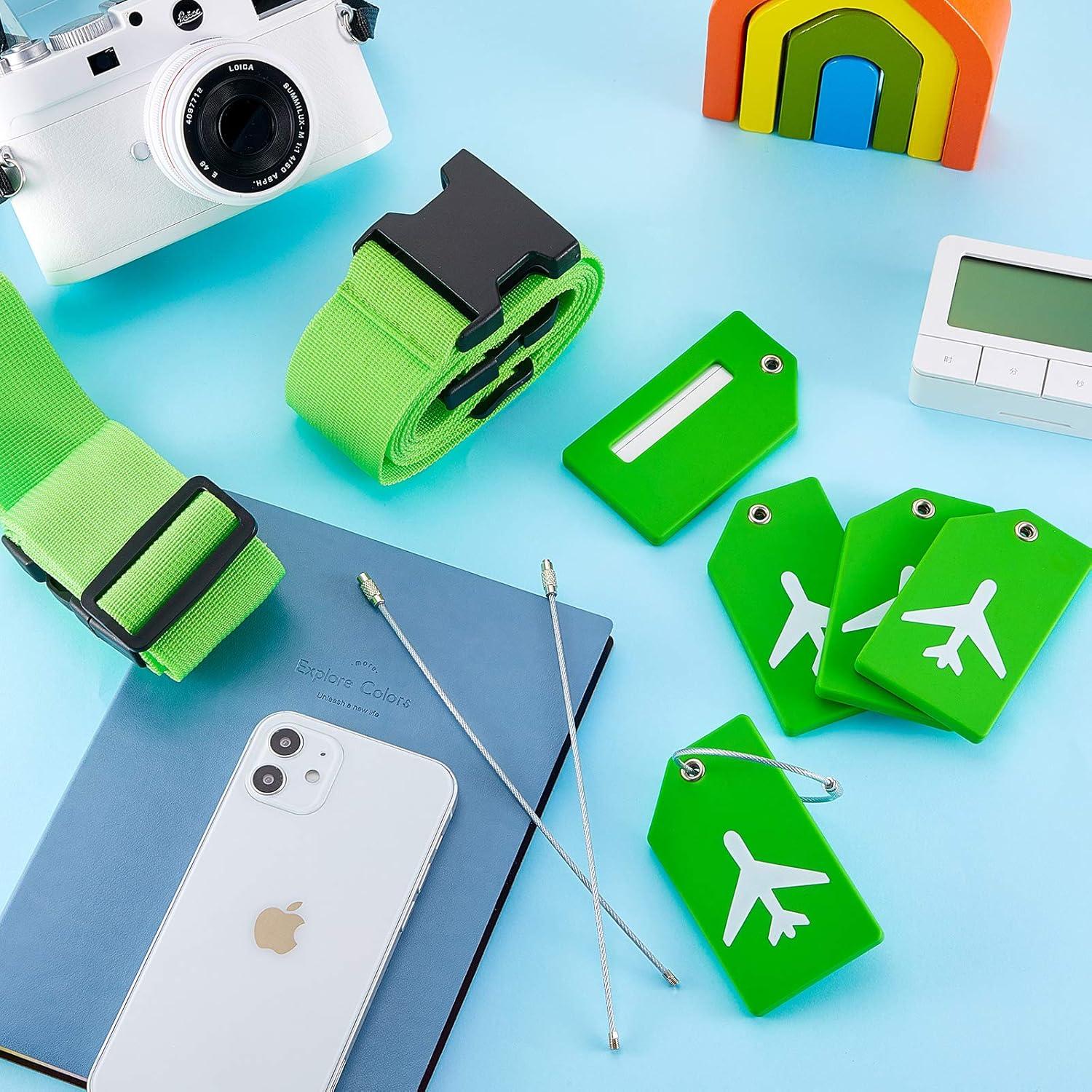 Set 8 Pcs Correas y Etiquetas de Equipaje Weewooday Verde