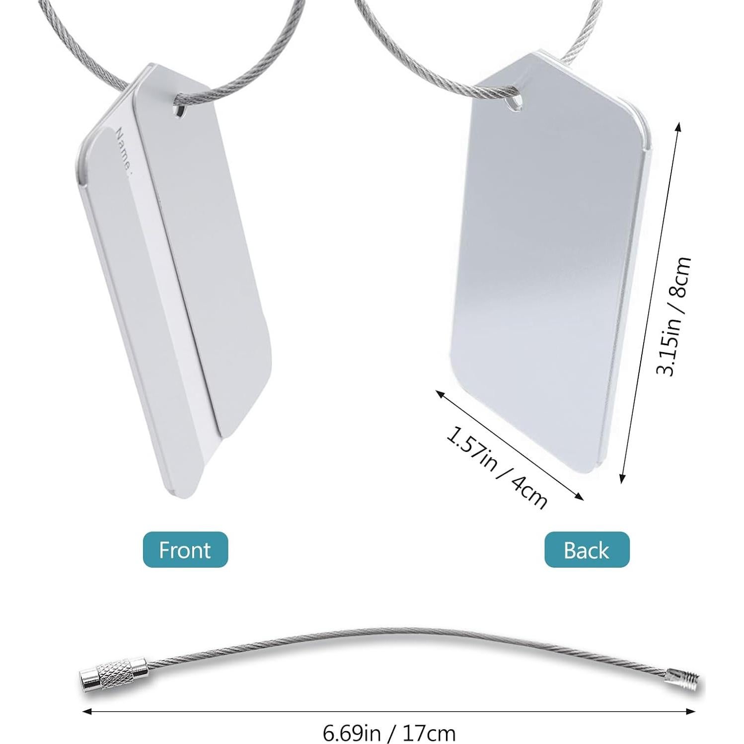 Etiquetas de Equipaje Tienyuu Aluminio Plateadas - 5 Pzas