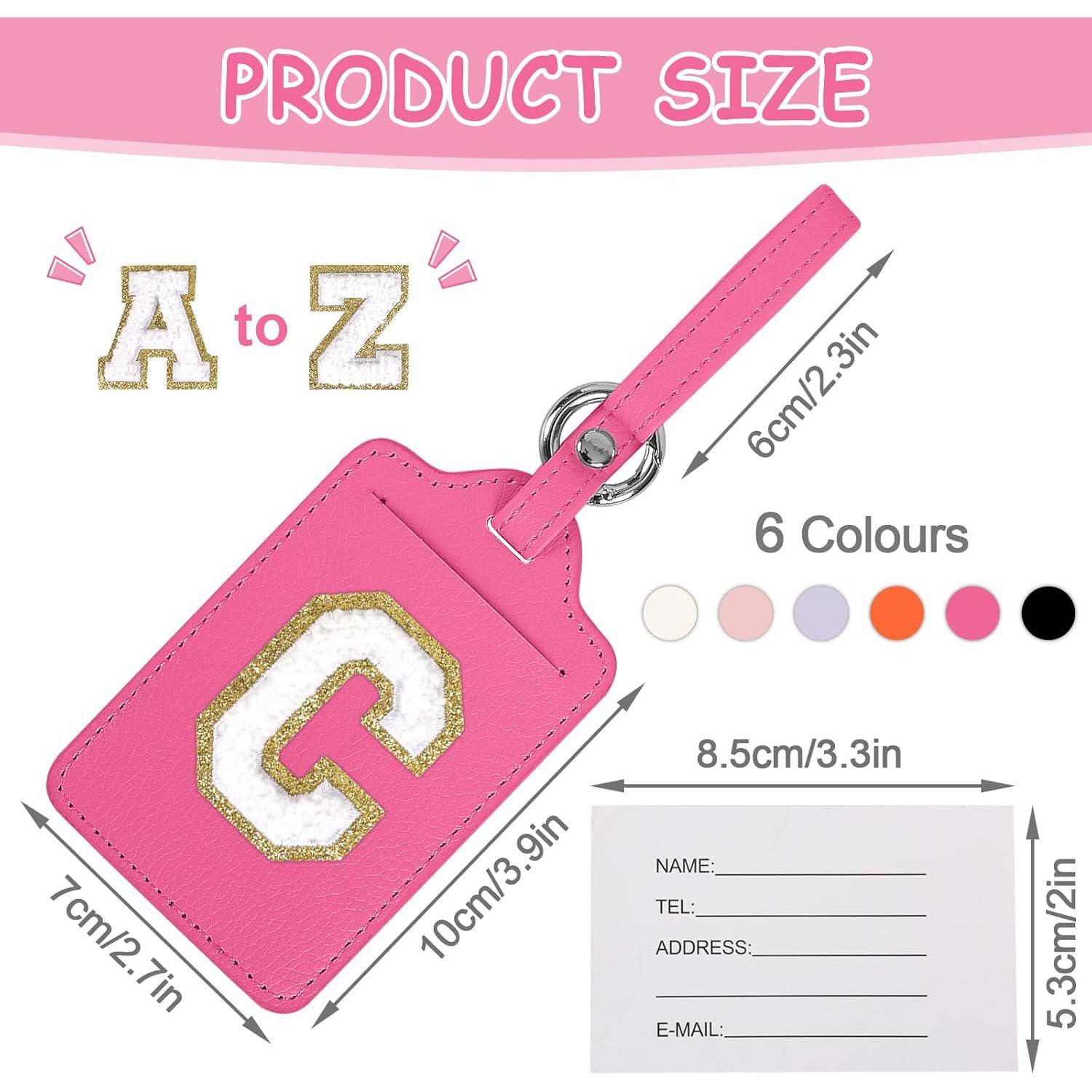 Etiquetas de Equipaje Iniciales Iqimott - Cuero PU Rojo Rosa