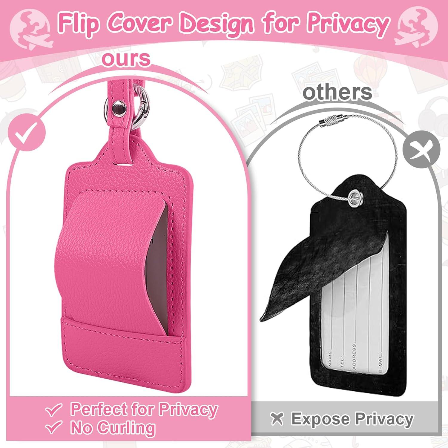 Etiquetas de Equipaje Iniciales Iqimott - Cuero PU Rojo Rosa