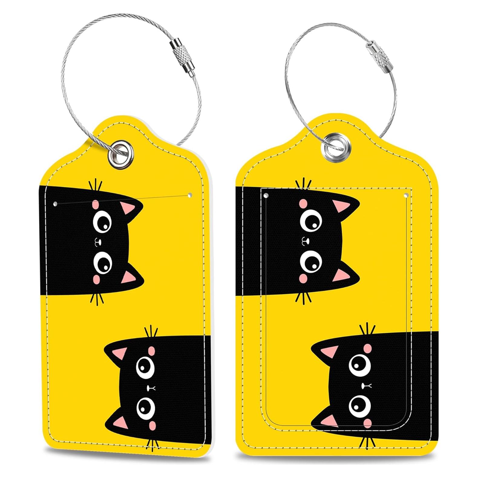 Juego de 2 Etiquetas de Equipaje MSEAANBK Gatito Negro
