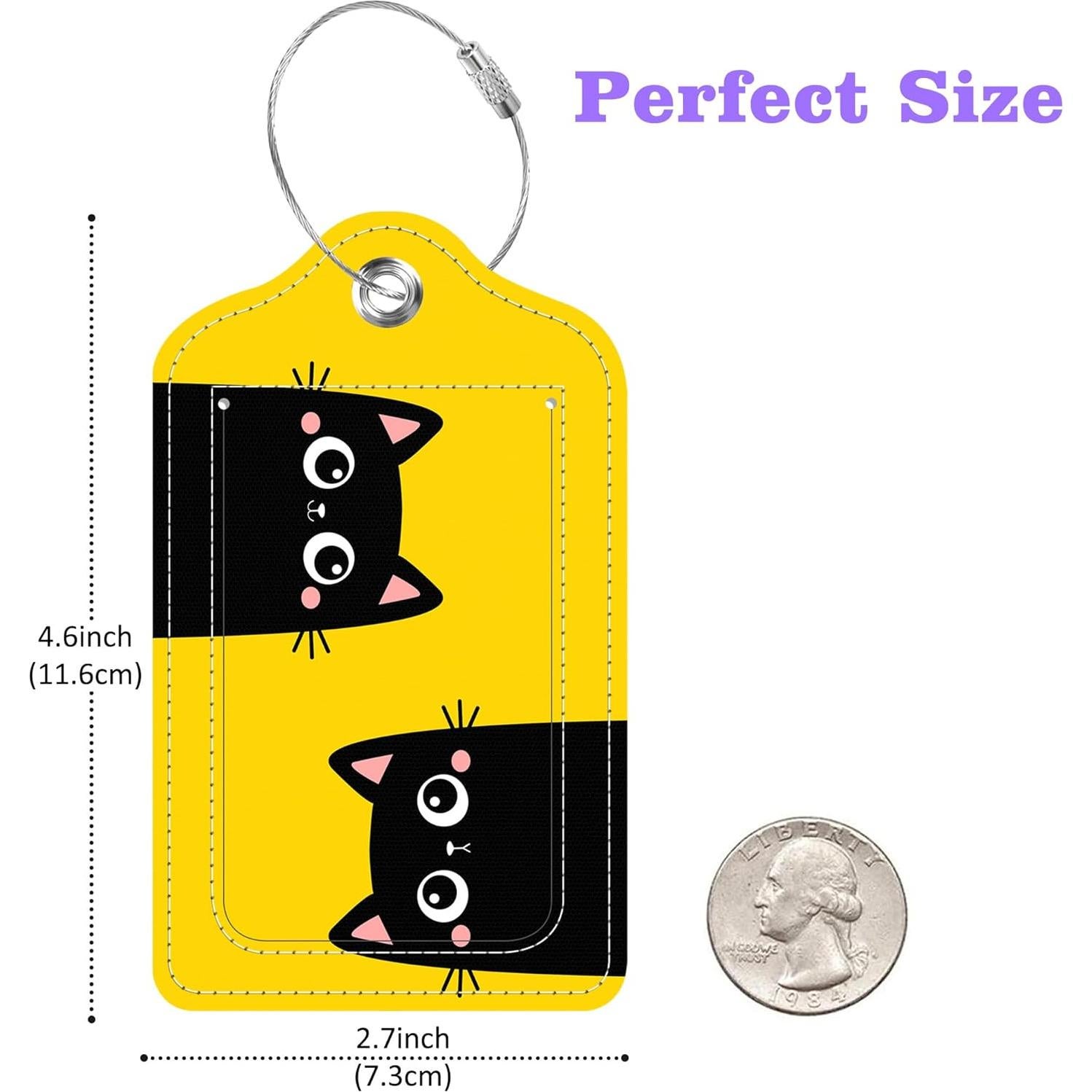 Juego de 2 Etiquetas de Equipaje MSEAANBK Gatito Negro