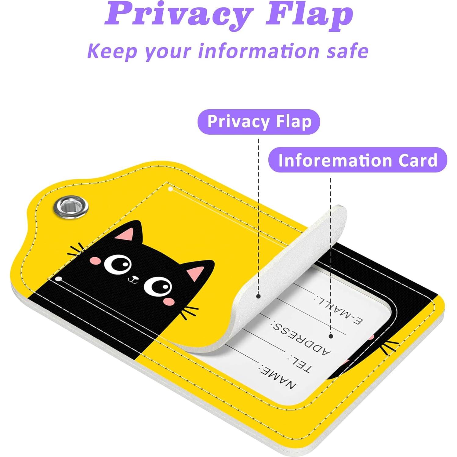 Juego de 2 Etiquetas de Equipaje MSEAANBK Gatito Negro