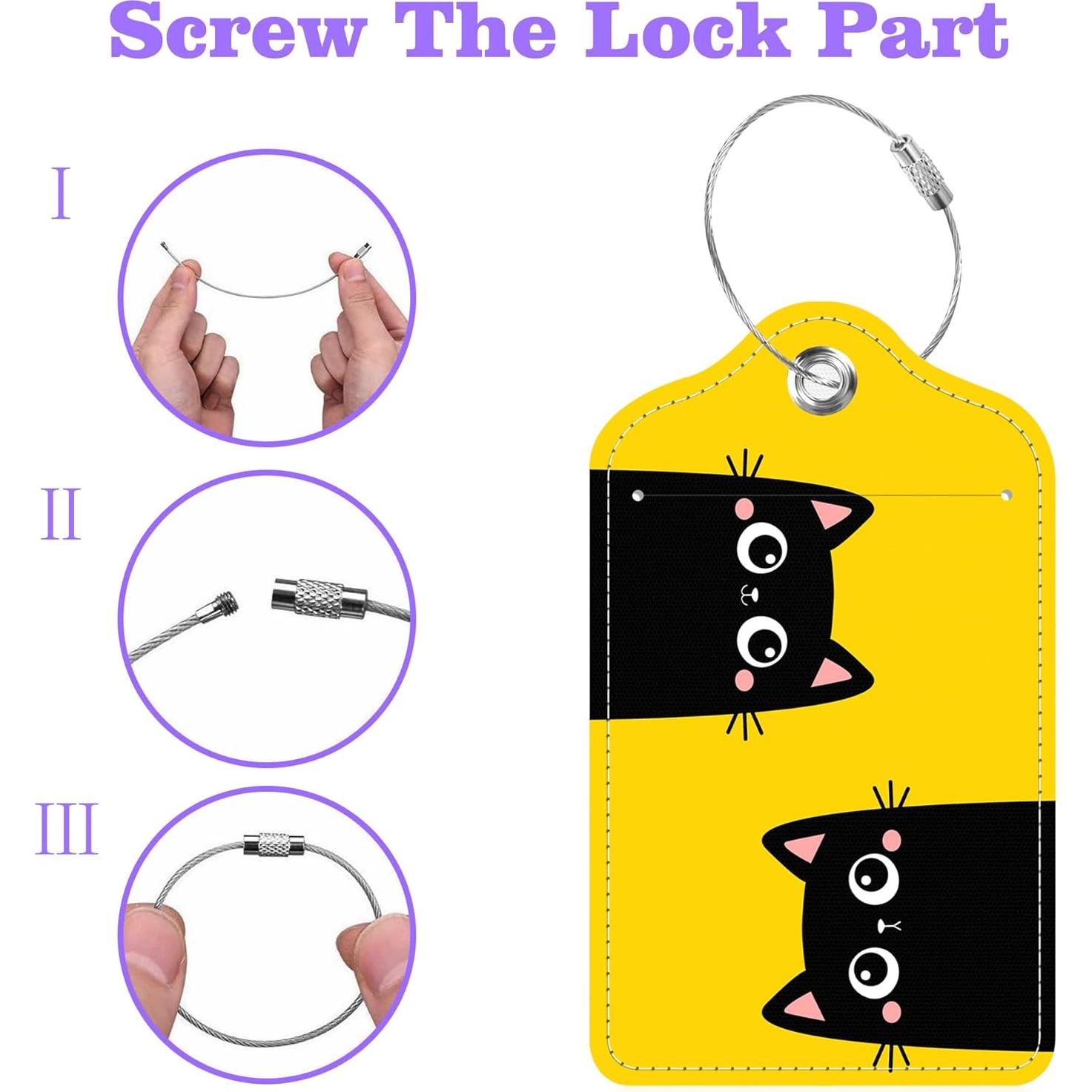 Juego de 2 Etiquetas de Equipaje MSEAANBK Gatito Negro