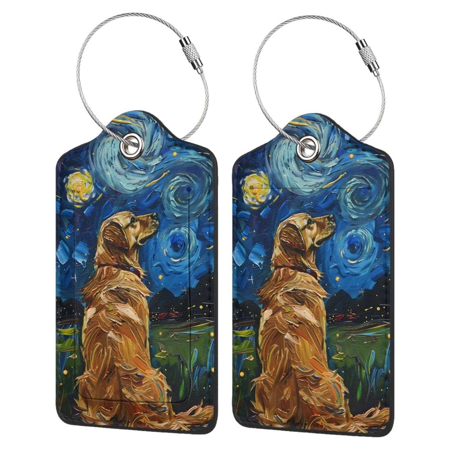 Etiquetas de Equipaje DONGPANCHN 2 Pcs Patrón Perro Colorido