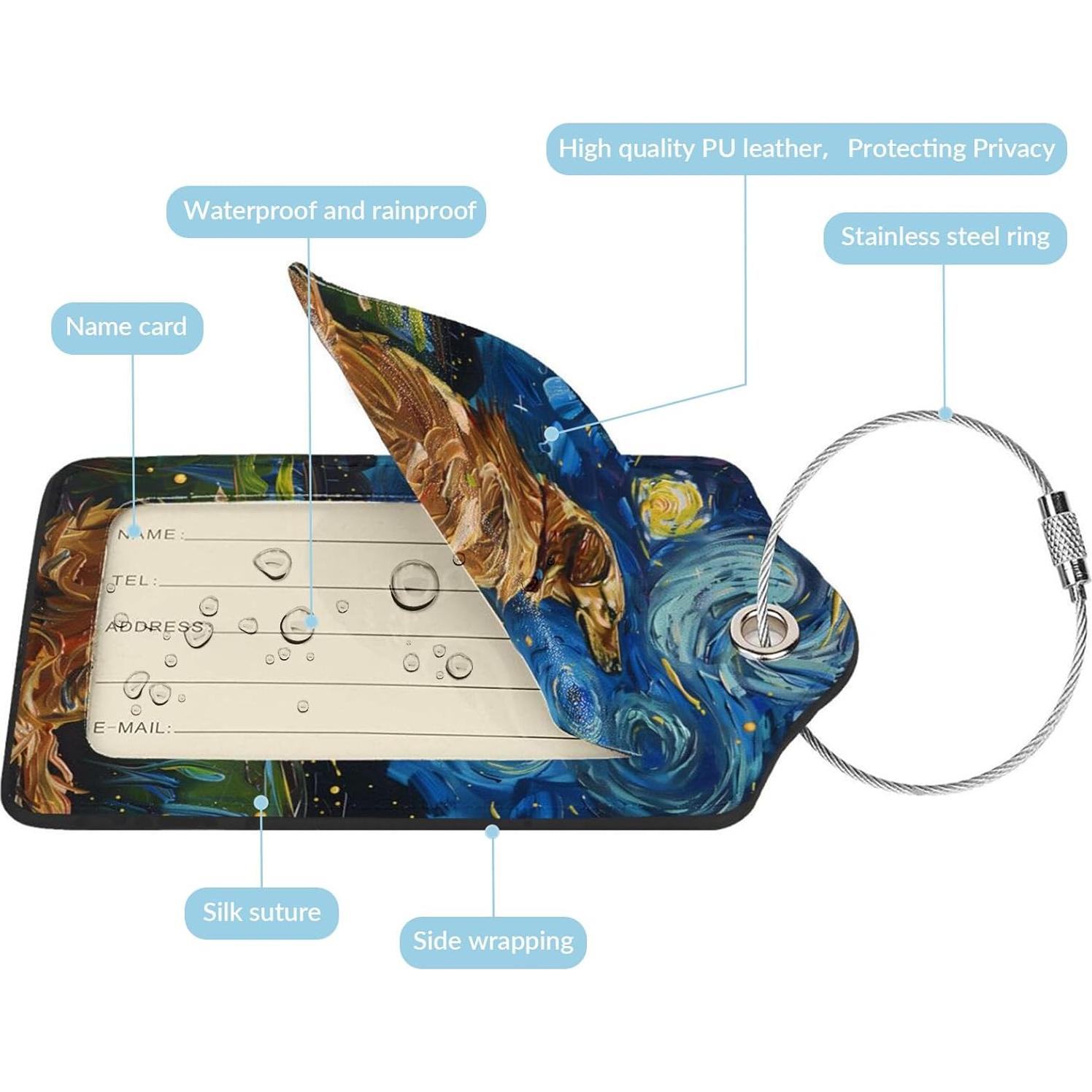 Etiquetas de Equipaje DONGPANCHN 2 Pcs Patrón Perro Colorido