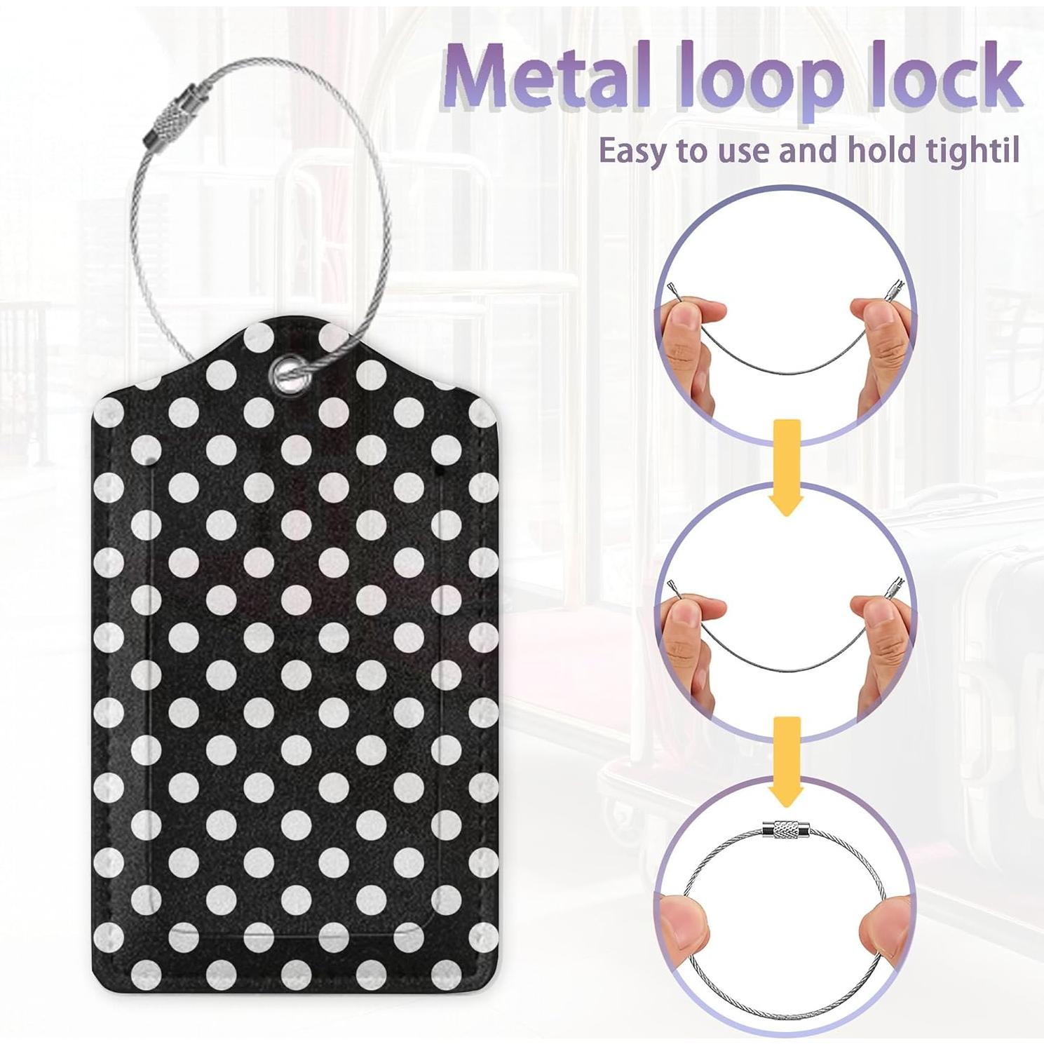 Etiquetas de Equipaje Gearsly Lunares Negros y Blancos 2 Pcs