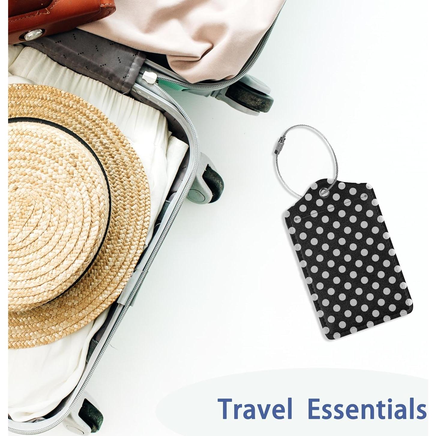 Etiquetas de Equipaje Gearsly Lunares Negros y Blancos 2 Pcs