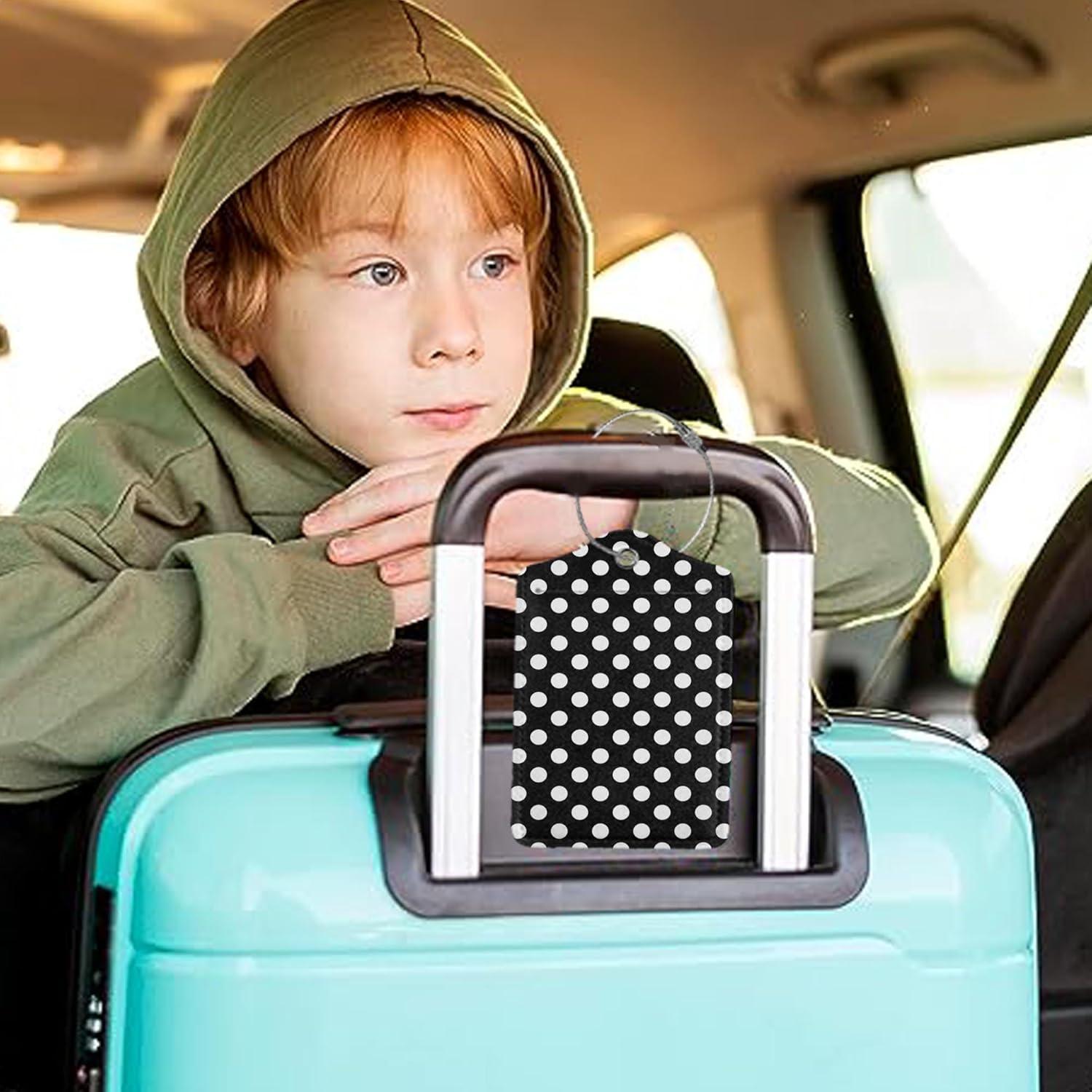 Etiquetas de Equipaje Gearsly Lunares Negros y Blancos 2 Pcs