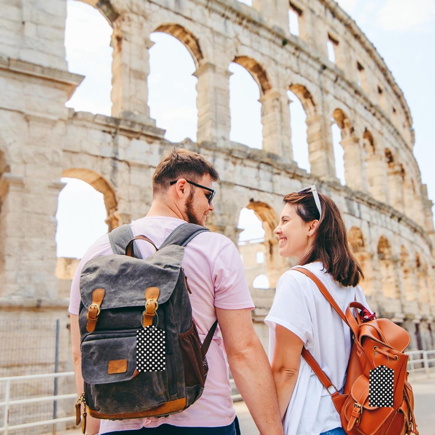 Etiquetas de Equipaje Gearsly Lunares Negros y Blancos 2 Pcs