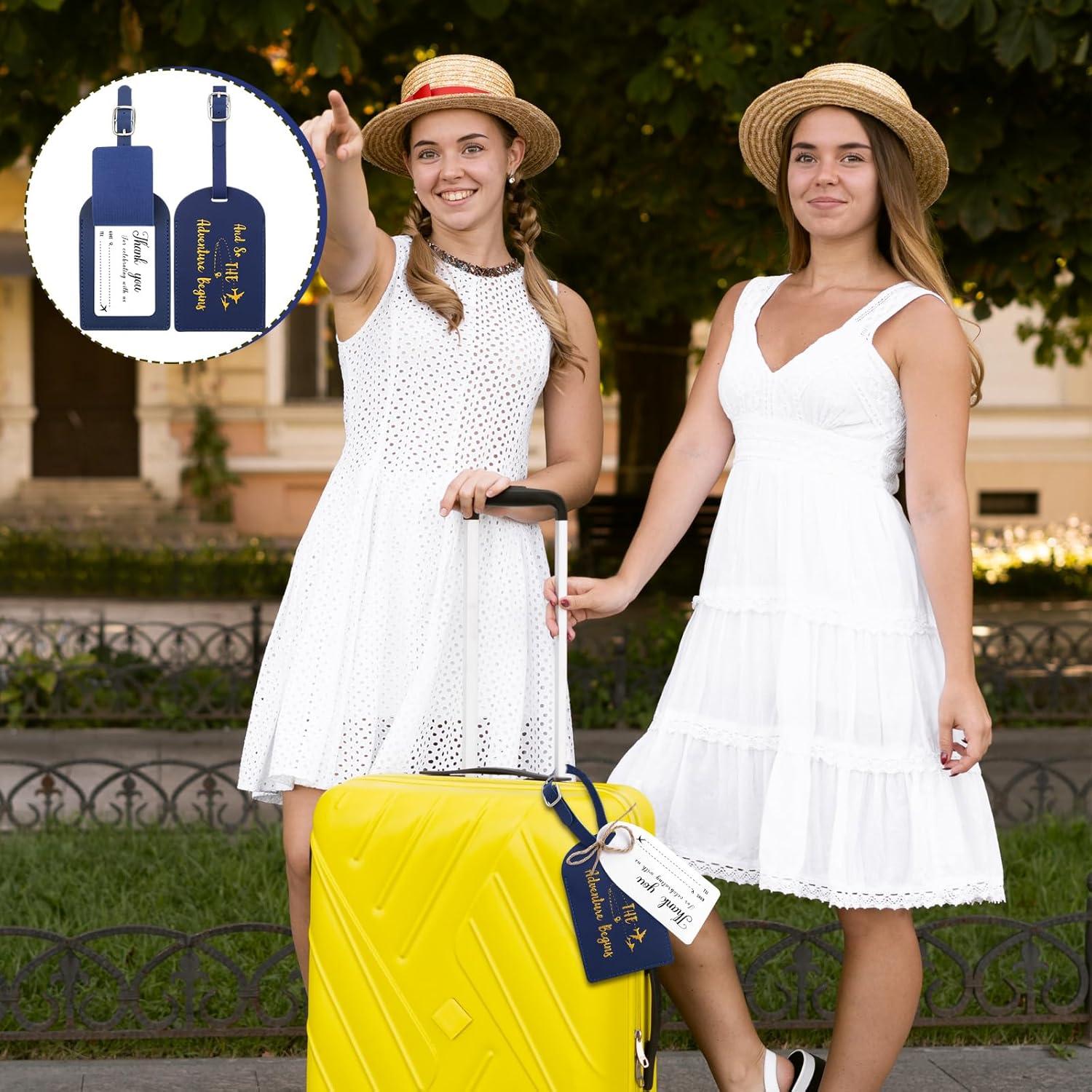 Etiquetas de Equipaje Sweetude 48 Piezas Cuero Azul