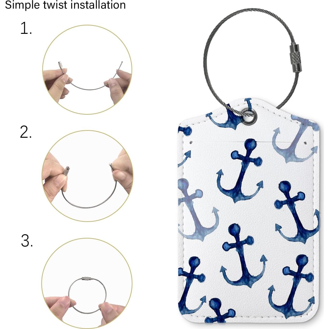 Etiquetas de Equipaje ZFQ Ancla Marina Azul Marino 2 Pzas