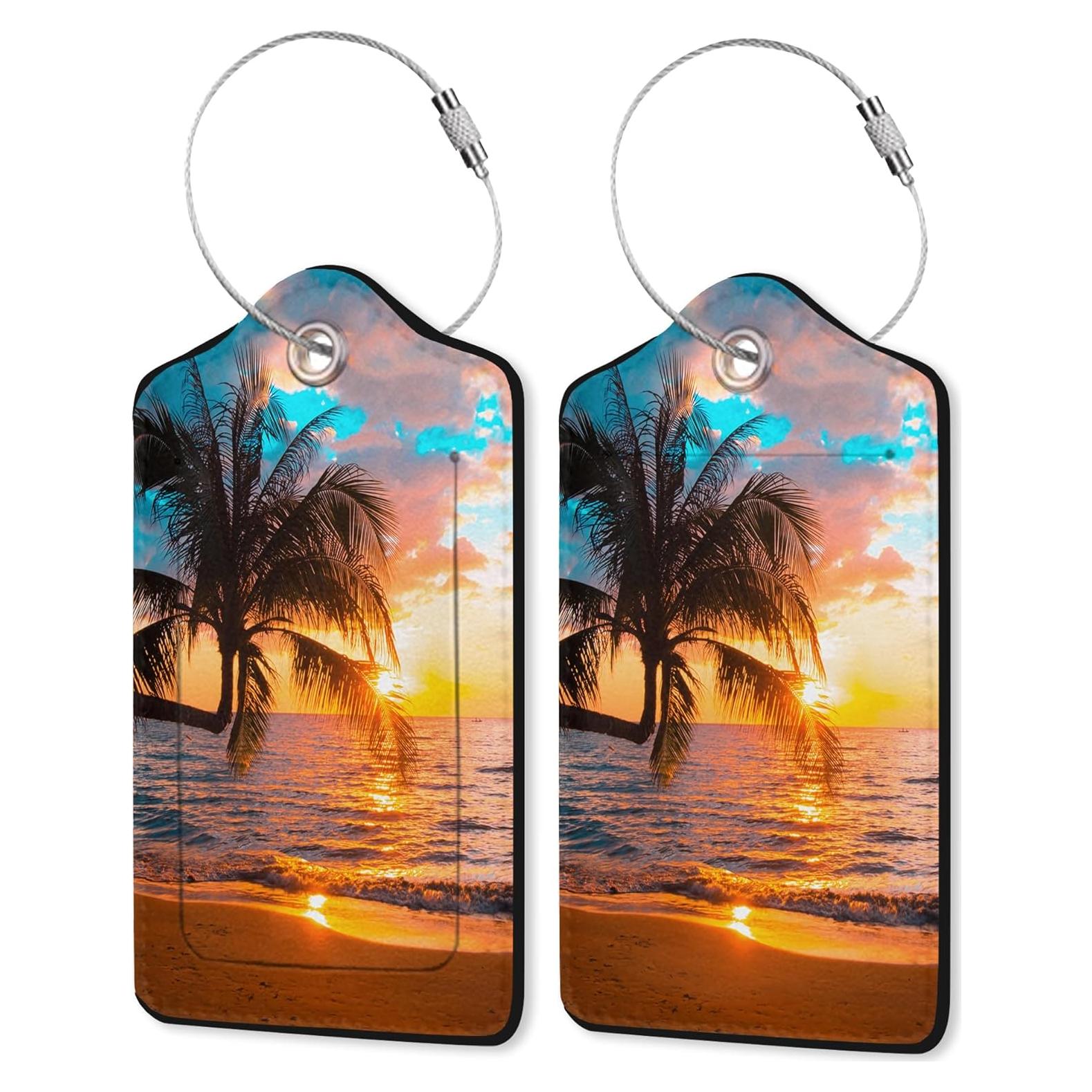 2 Etiquetas de Equipaje de Cuero ZEWOCA - Impermeables con Asa de Metal