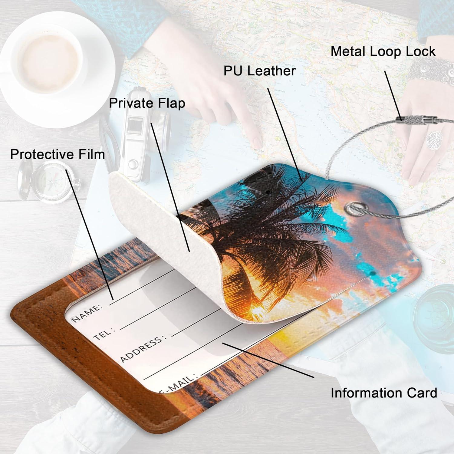 2 Etiquetas de Equipaje de Cuero ZEWOCA - Impermeables con Asa de Metal