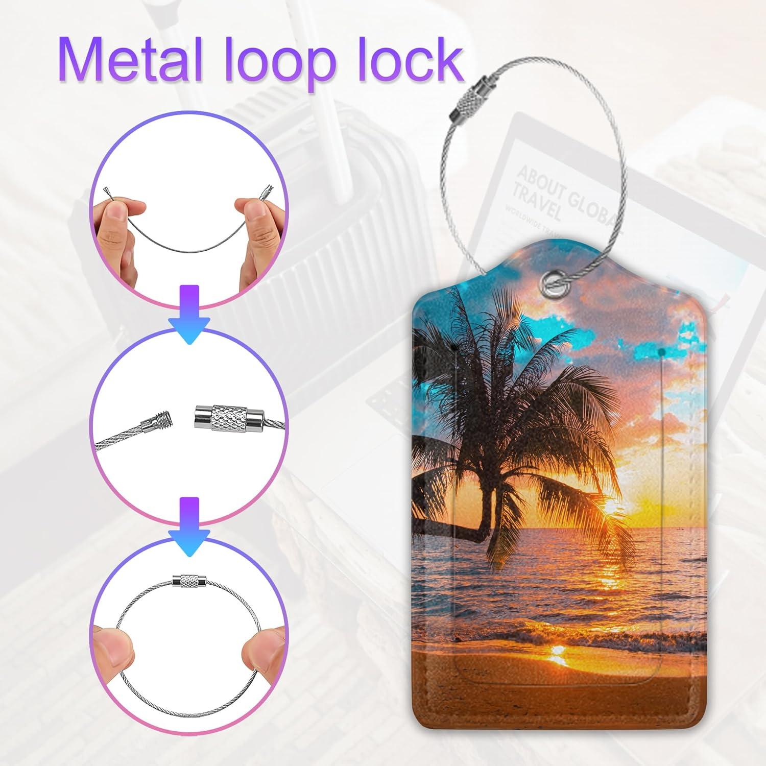 2 Etiquetas de Equipaje de Cuero ZEWOCA - Impermeables con Asa de Metal