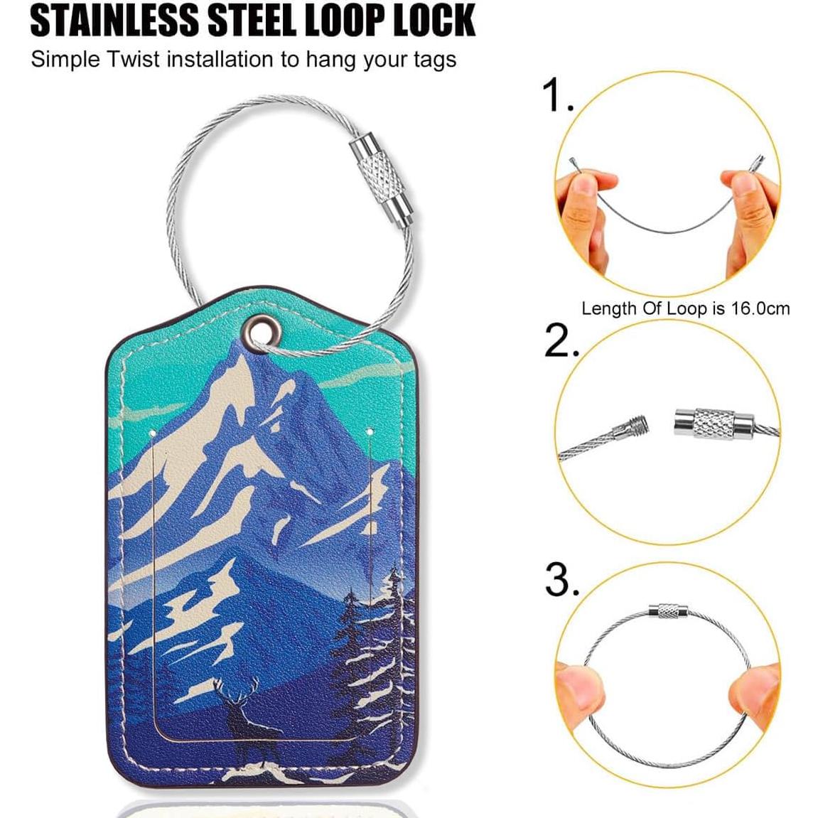 Etiquetas de Equipaje de Cuero PU XiOiOiX - Paquete de 4