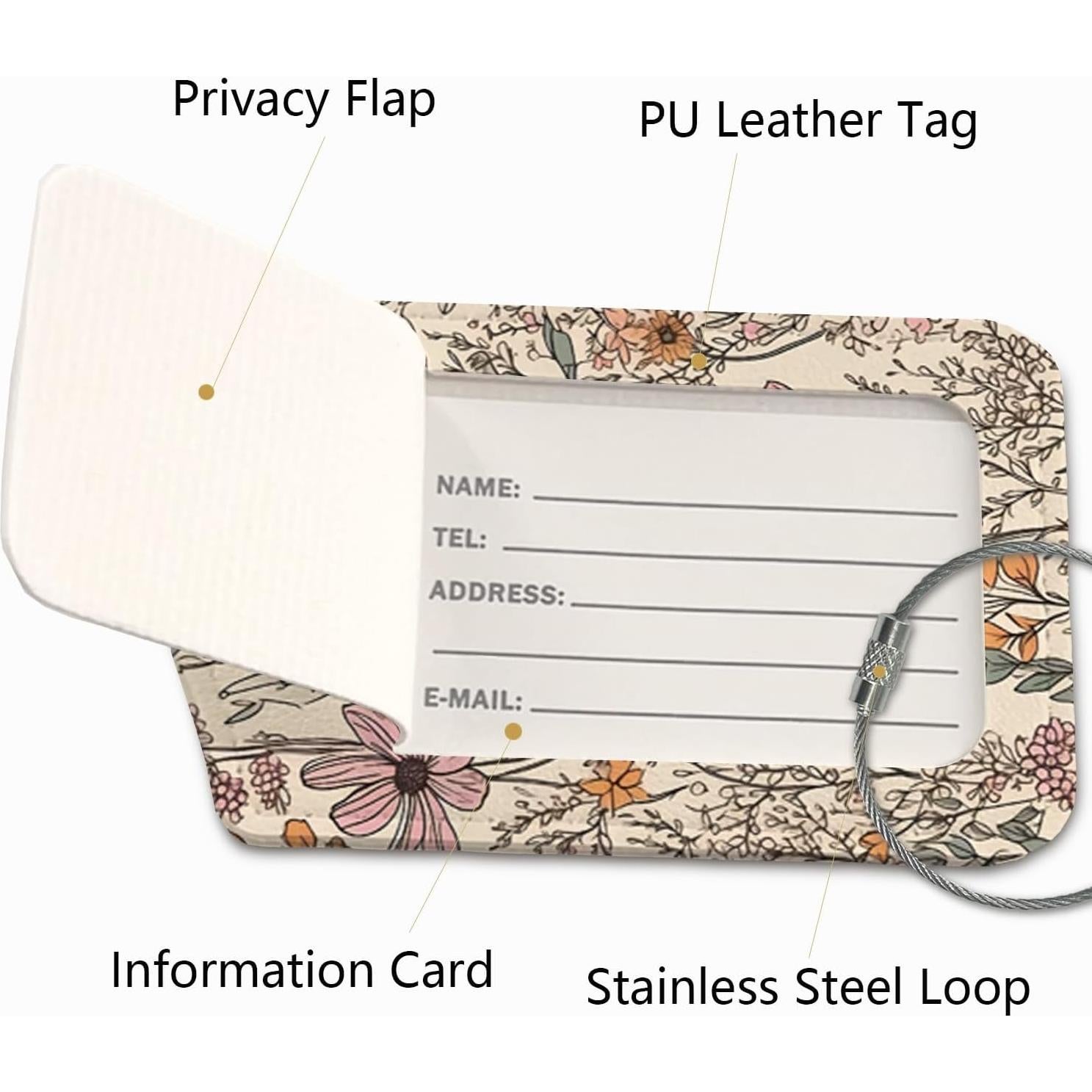 Etiquetas de Equipaje Retro ZFQ - Paquete de 2, PU, 15.29x9.7cm