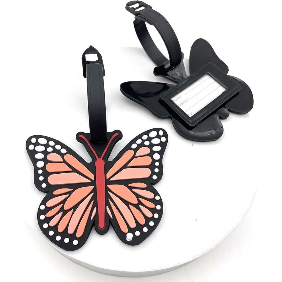 Etiquetas de Equipaje de Silicona QFSH Mariposa Naranja