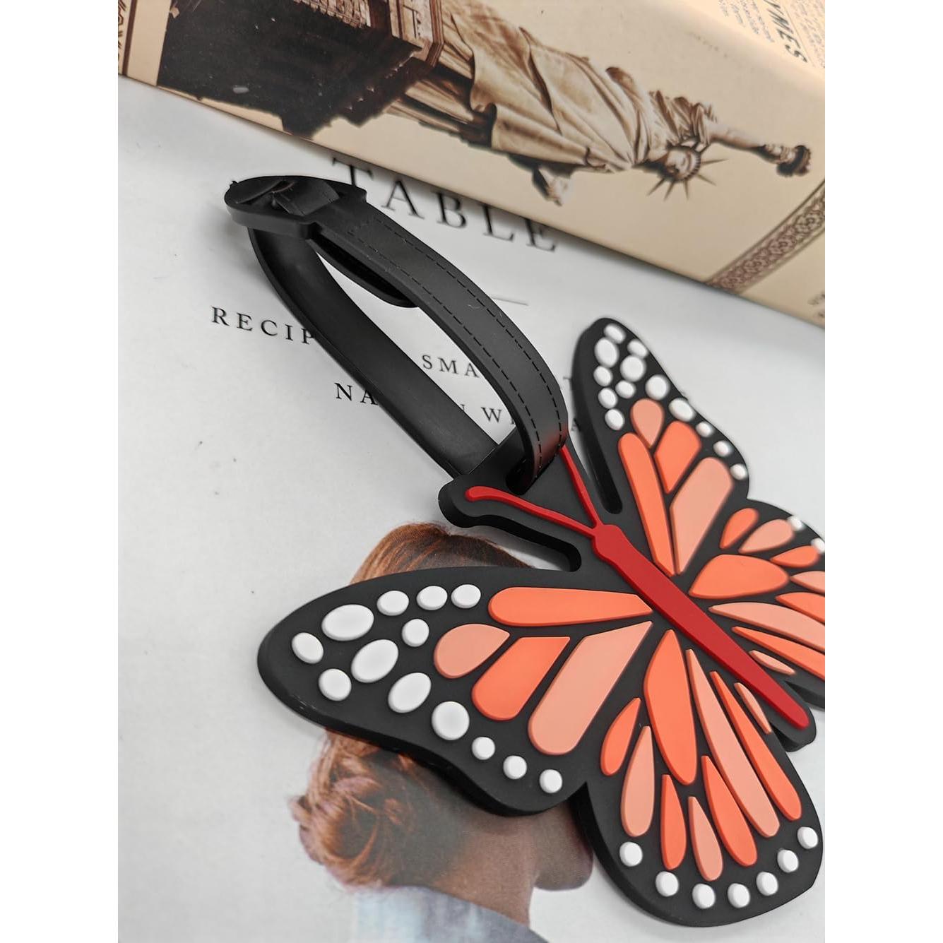 Etiquetas de Equipaje de Silicona QFSH Mariposa Naranja