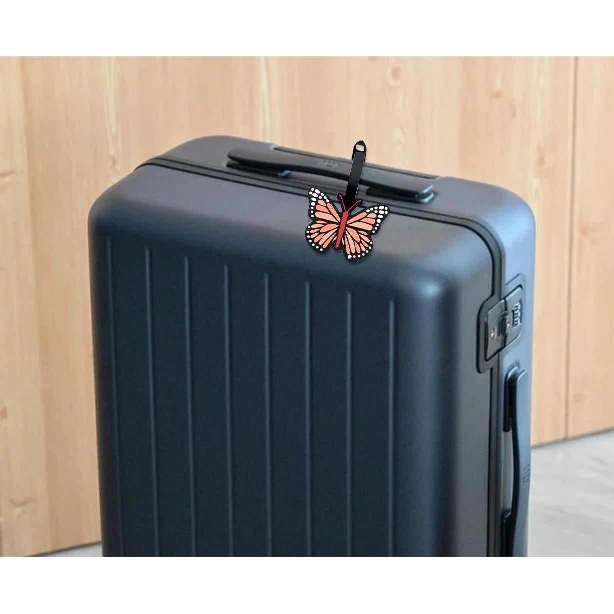 Etiquetas de Equipaje de Silicona QFSH Mariposa Naranja