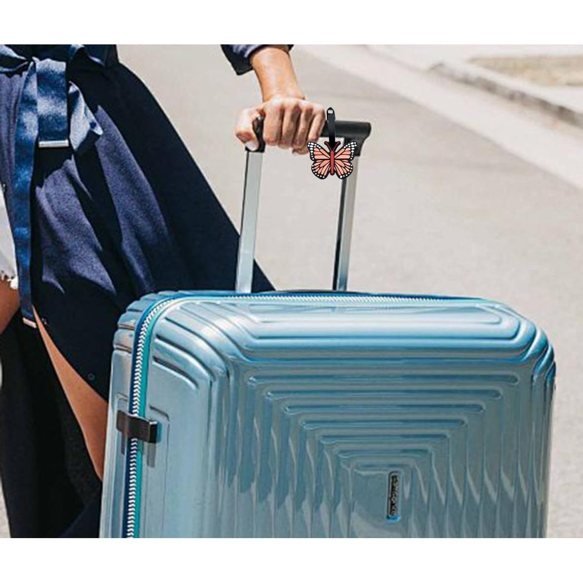 Etiquetas de Equipaje de Silicona QFSH Mariposa Naranja