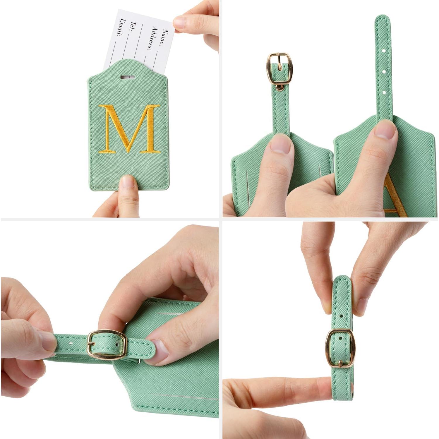 Etiqueta de Equipaje de Cuero PU CHOIEO con Inicial Bordada M