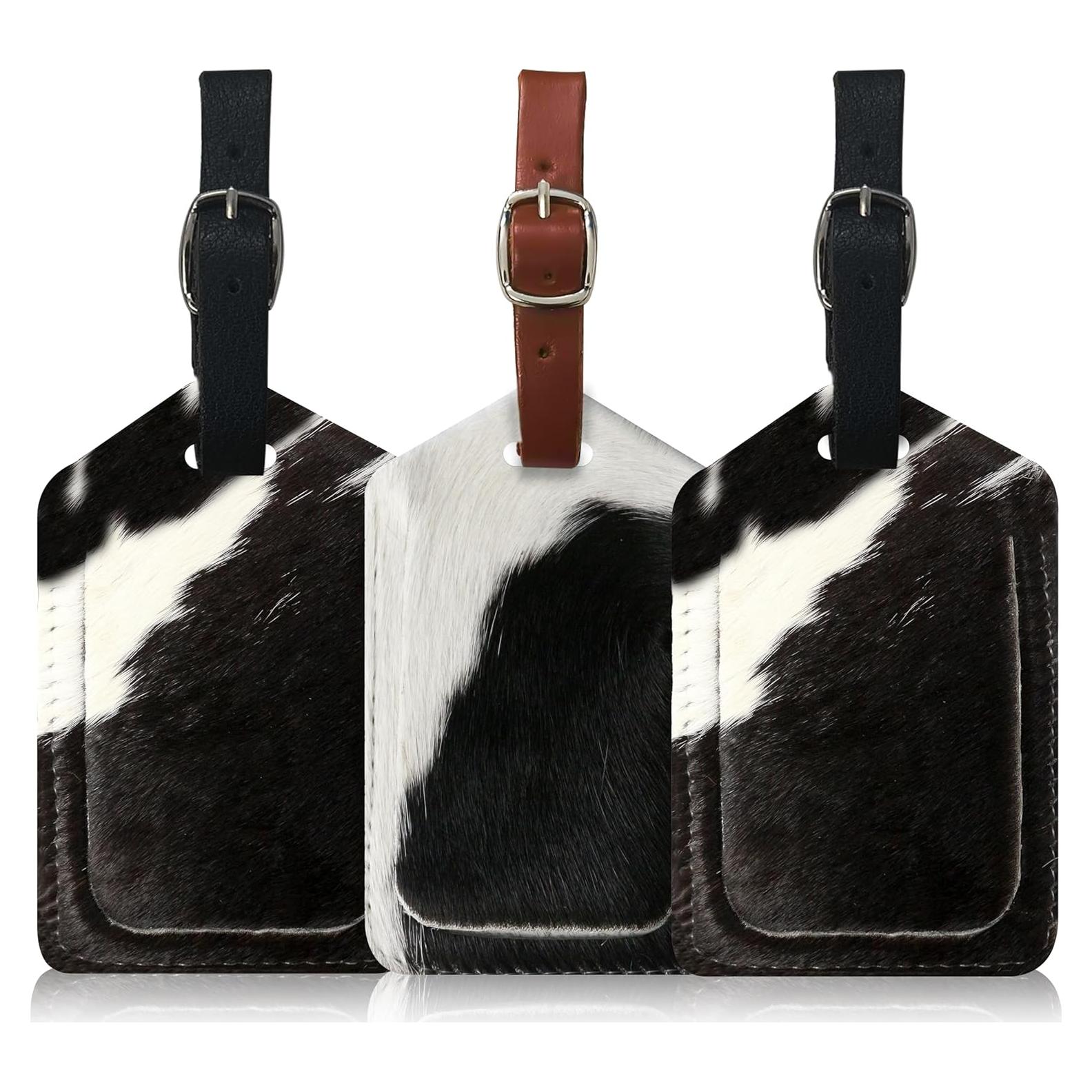 Etiqueta de Equipaje de Cuero Mulch - Paquete de 3, Pelo Arriba