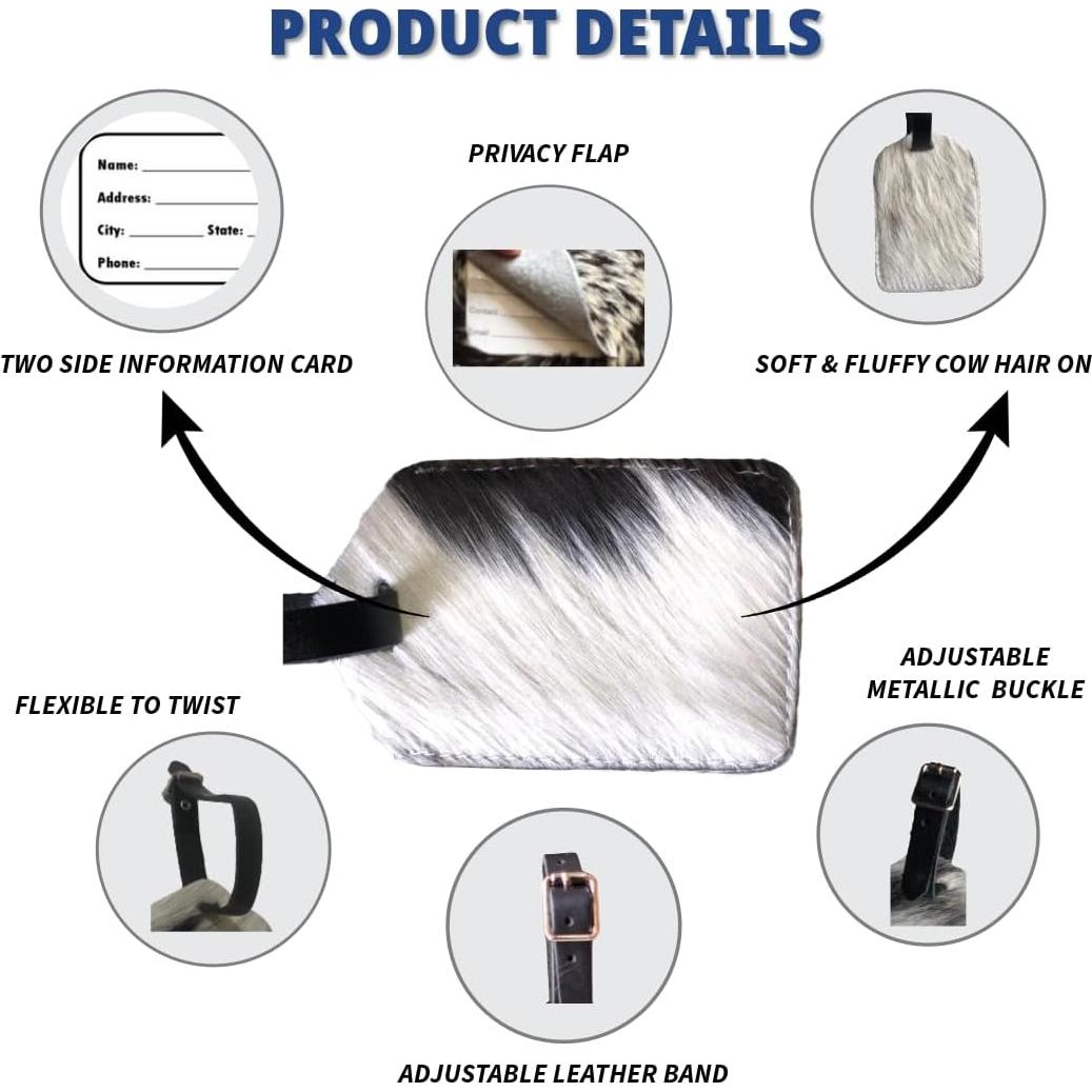 Etiqueta de Equipaje de Cuero Mulch - Paquete de 3, Pelo Arriba