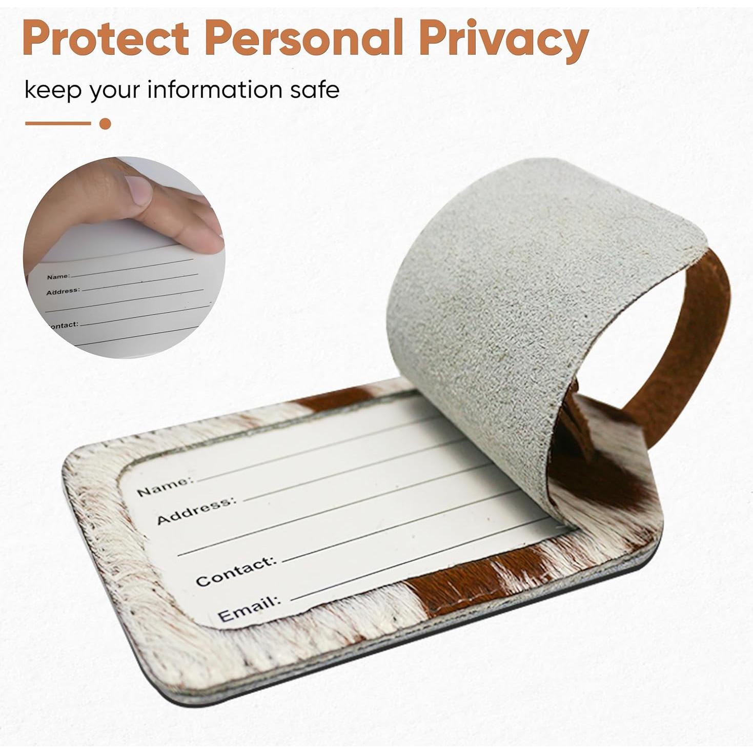 Etiqueta de Equipaje de Cuero Mulch - Paquete de 3, Pelo Arriba