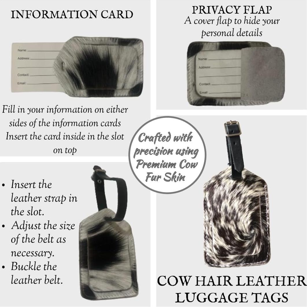 Etiqueta de Equipaje de Cuero Mulch - Paquete de 3, Pelo Arriba