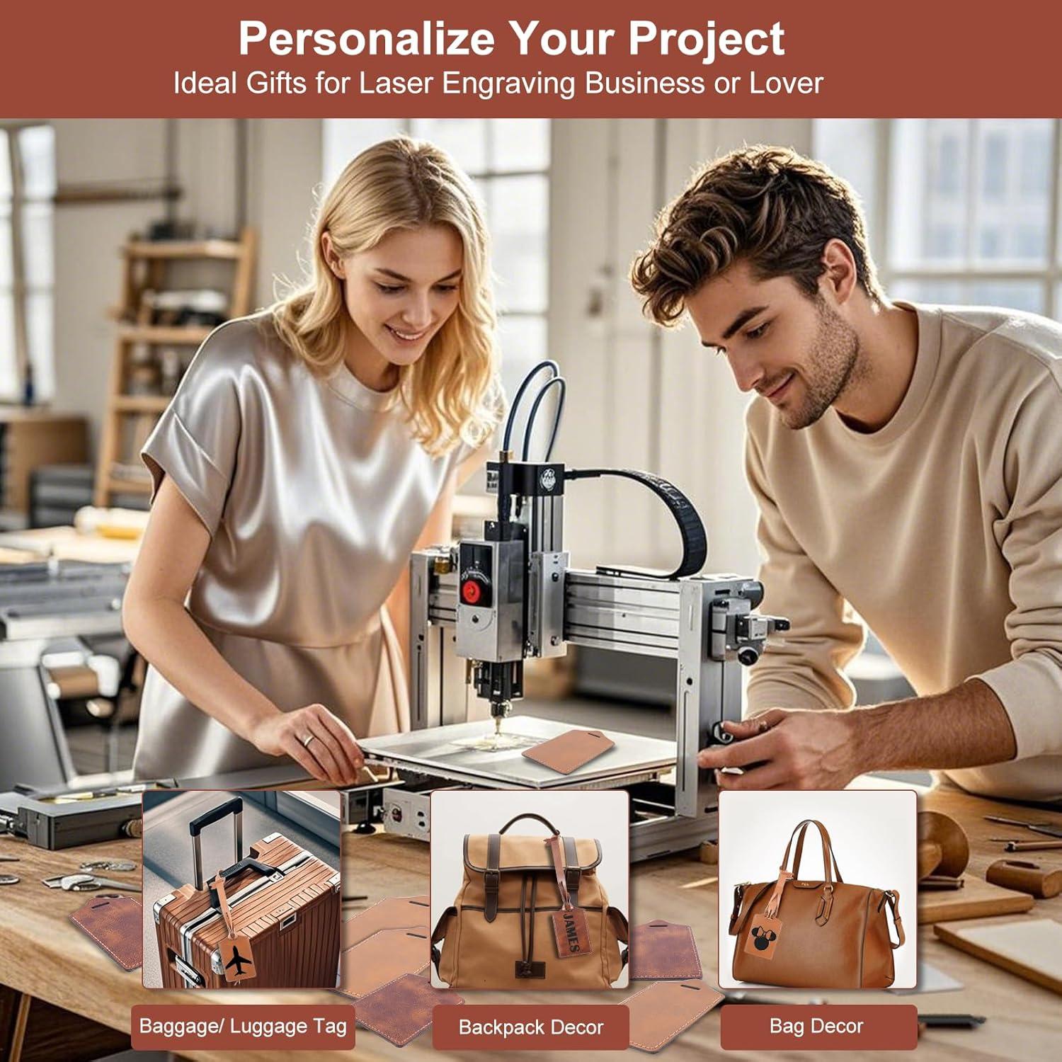 30 Etiquetas de Equipaje Caqui iFForce Grabables de Cuero PU