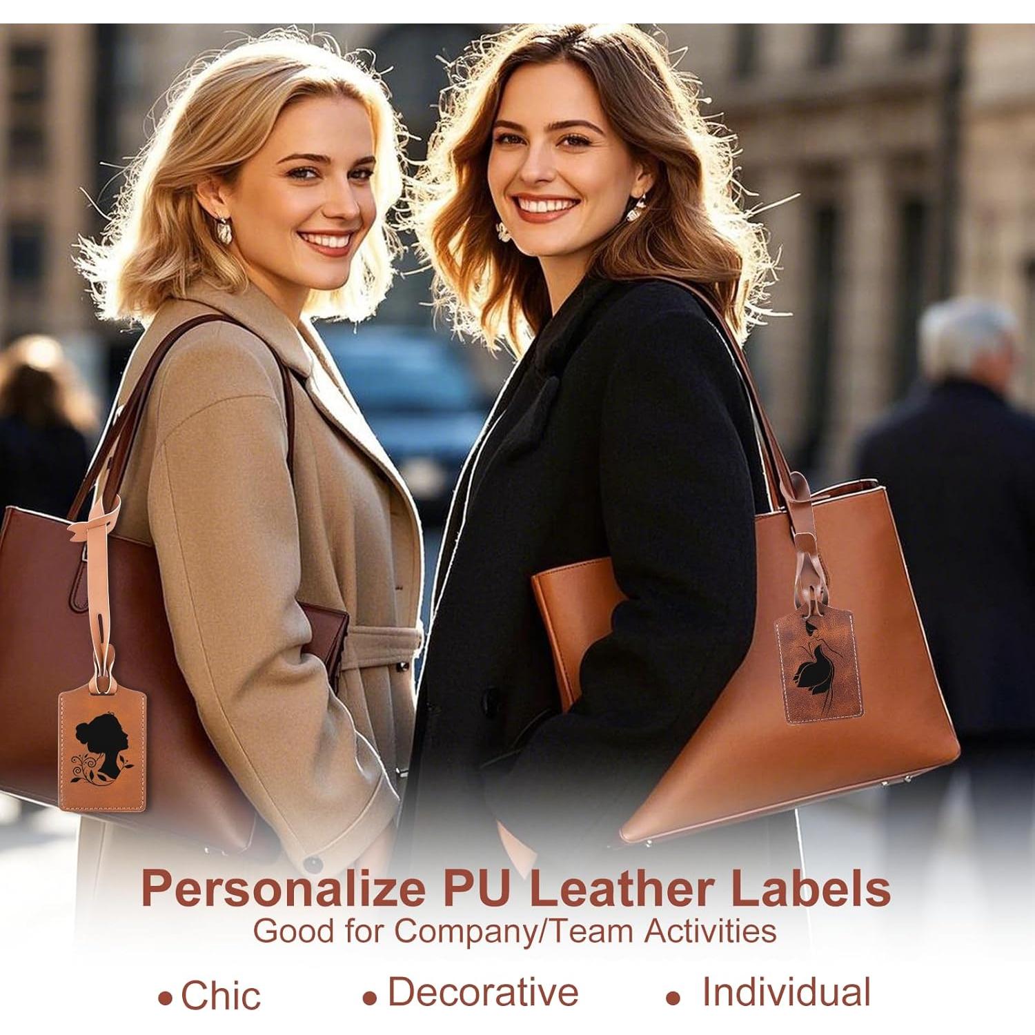 30 Etiquetas de Equipaje Caqui iFForce Grabables de Cuero PU