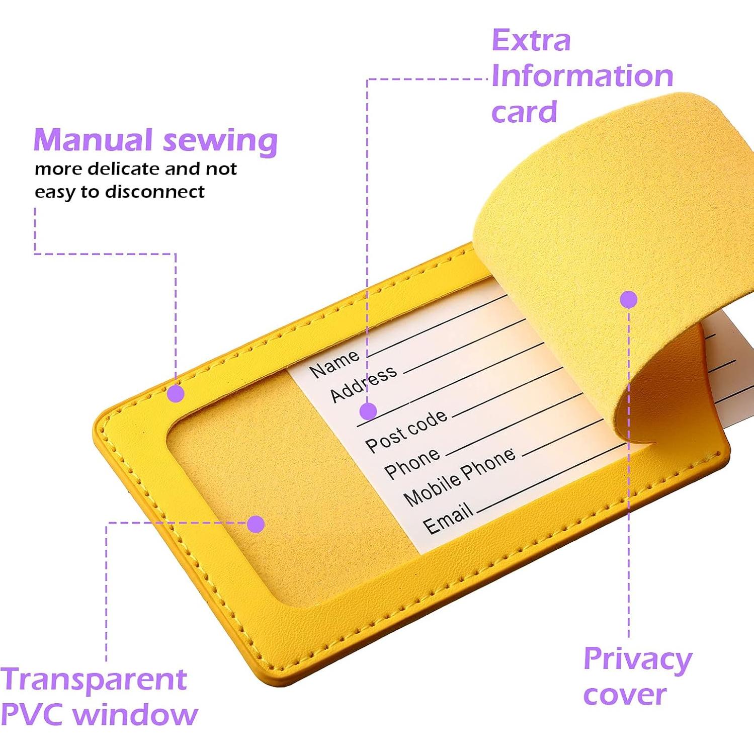 Etiquetas de Equipaje de Cuero PU Weewooday - 8 Piezas Multicolor