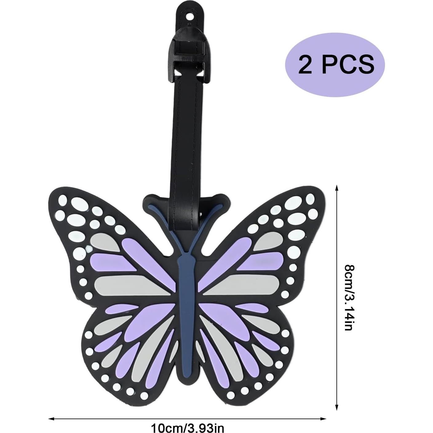Etiquetas de Equipaje Moradas PKRFCJ 2PCS Silicona Mariposa