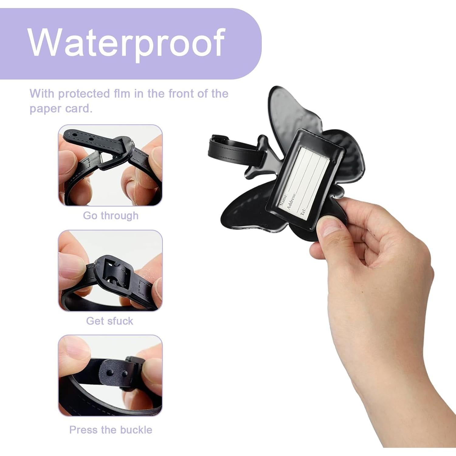 Etiquetas de Equipaje Moradas PKRFCJ 2PCS Silicona Mariposa