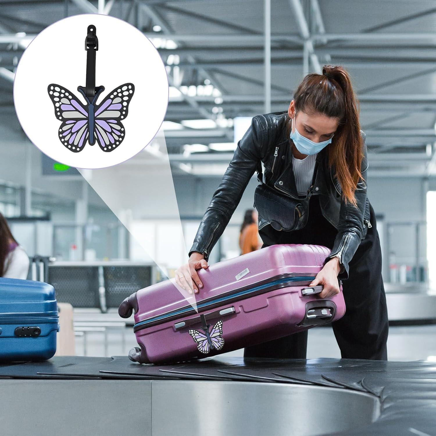 Etiquetas de Equipaje Moradas PKRFCJ 2PCS Silicona Mariposa