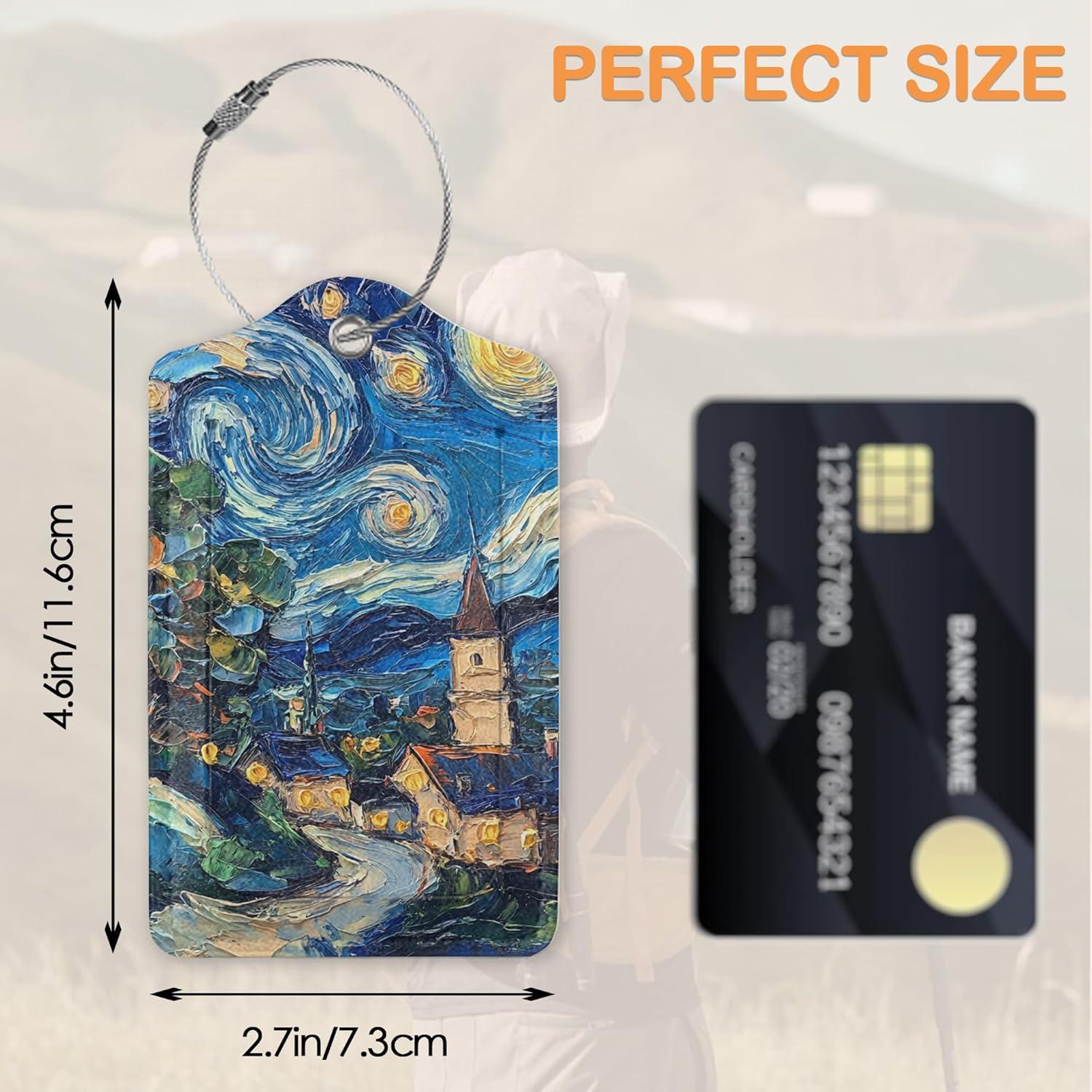 Etiquetas de Equipaje Losthll 3 Pzas Cuero PU Noche Estrellada