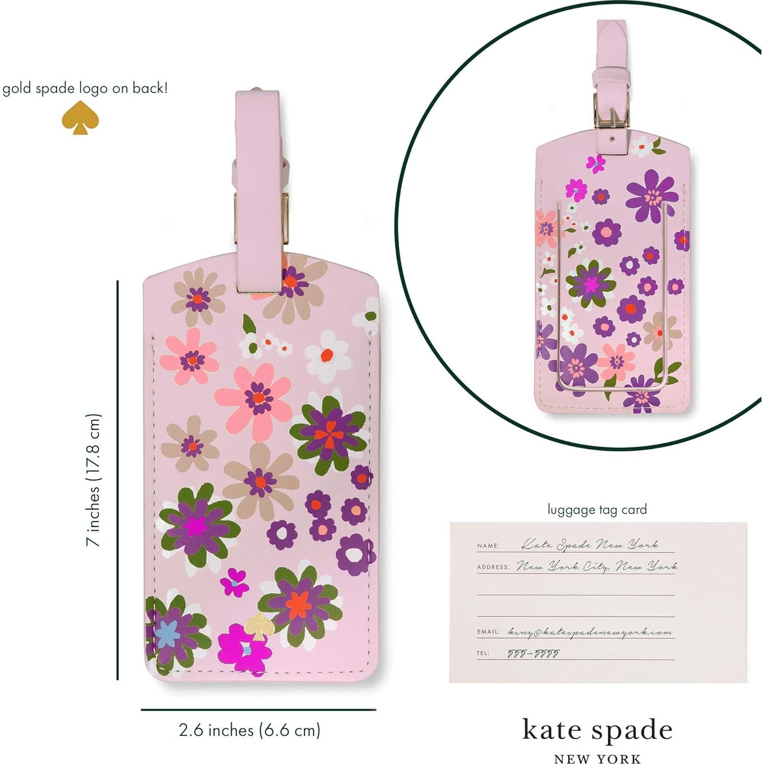 Etiqueta de Equipaje de Cuero Vegano Kate Spade Rosa Floral