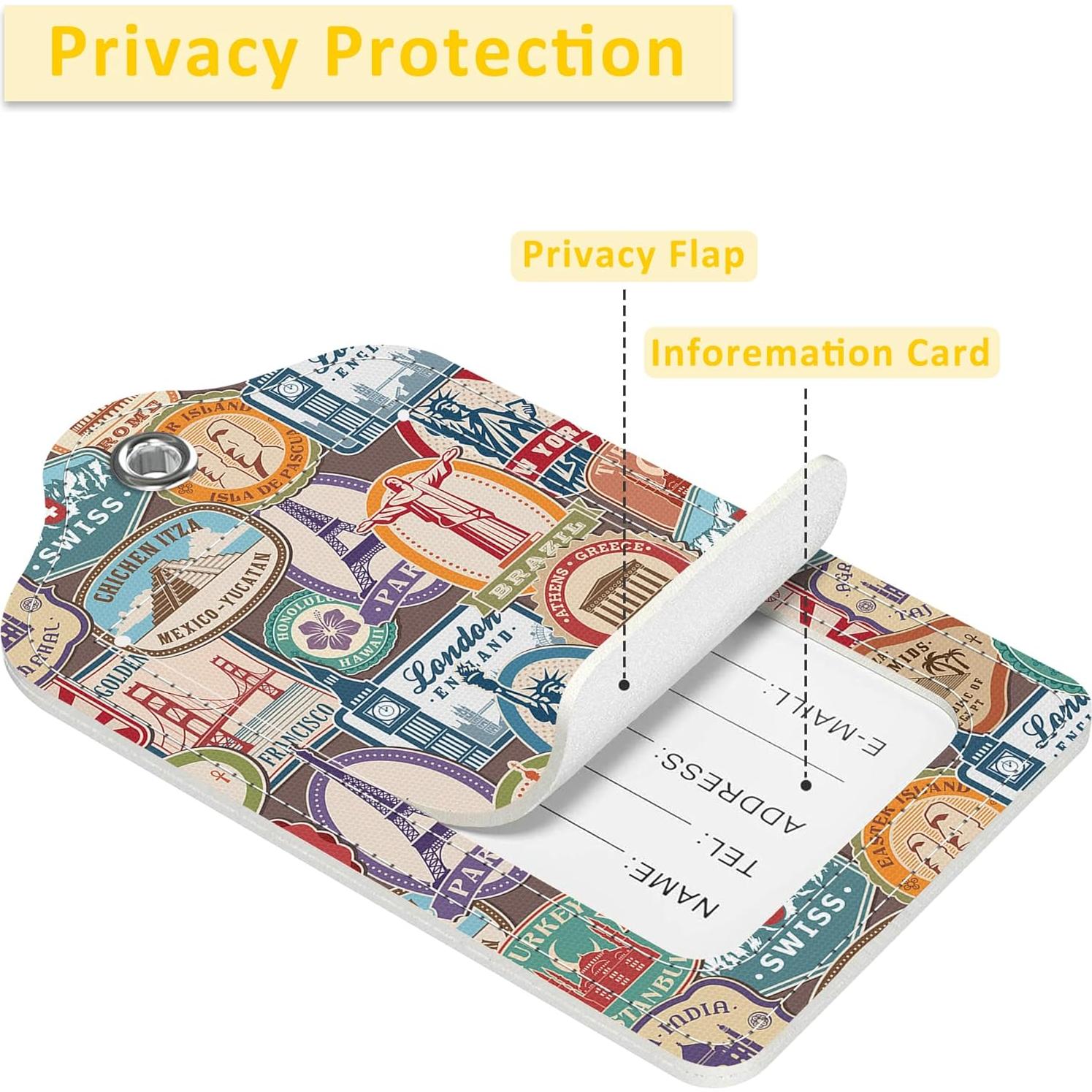 3 Etiquetas de Equipaje EOBKLAX de Cuero 7.3x11.25cm