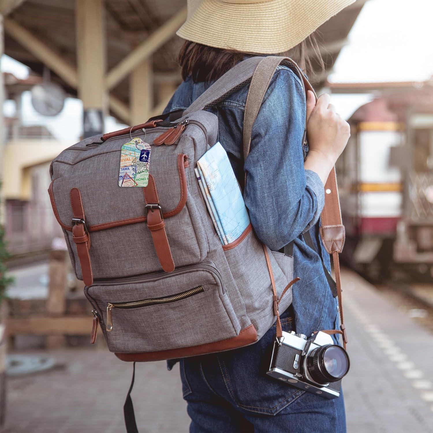 3 Etiquetas de Equipaje EOBKLAX de Cuero 7.3x11.25cm