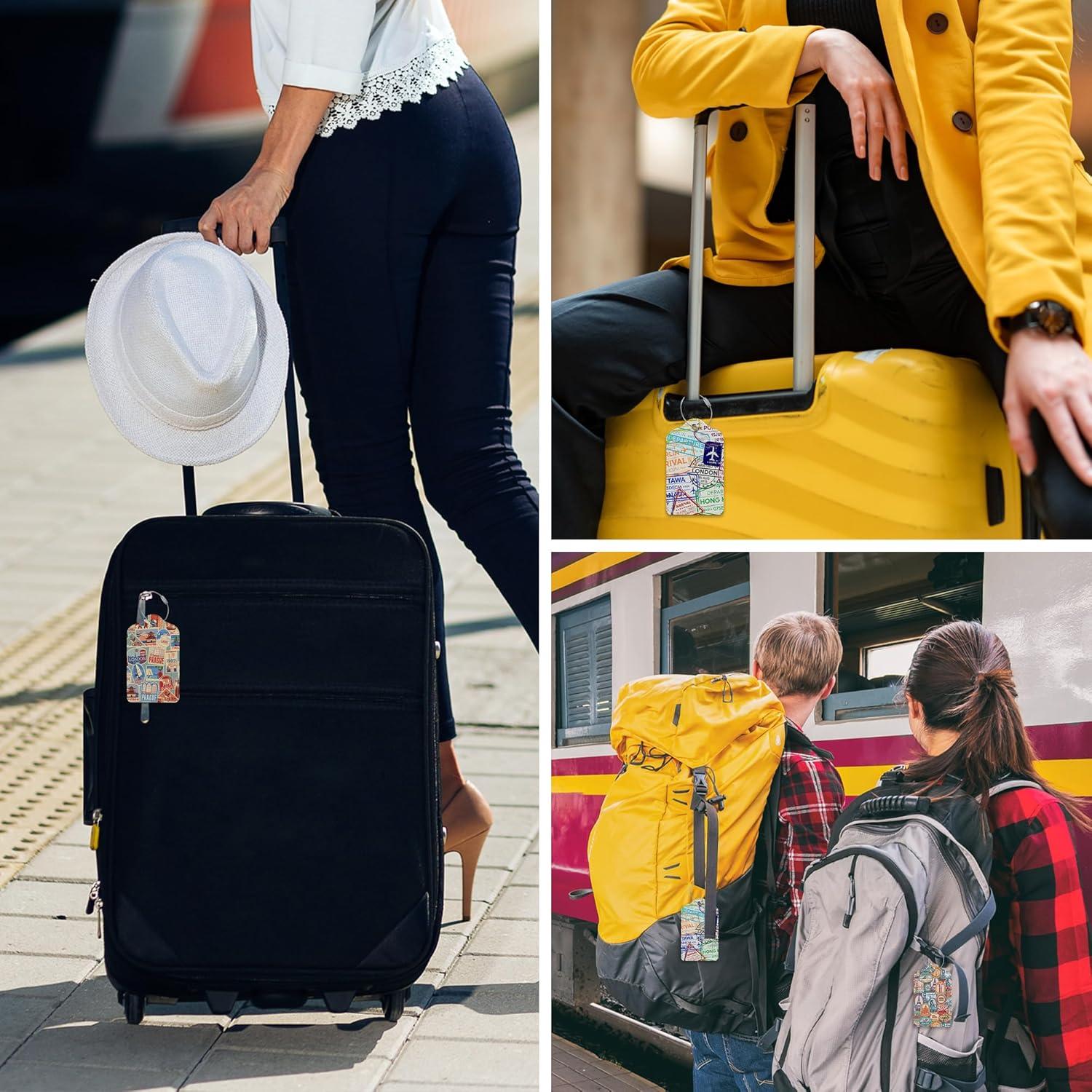 3 Etiquetas de Equipaje EOBKLAX de Cuero 7.3x11.25cm