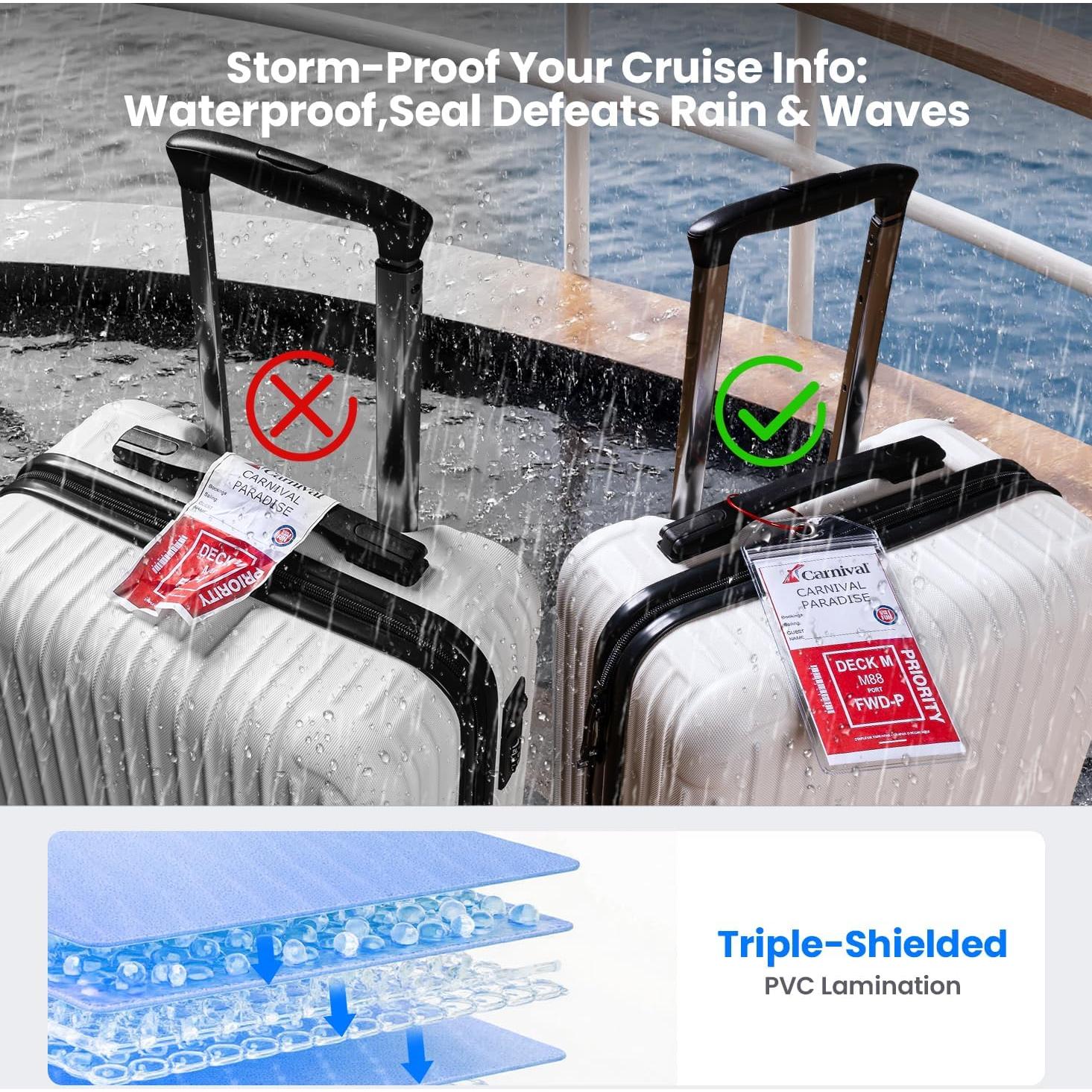 6 Etiquetas de Equipaje Transparentes HONIZER para Cruceros