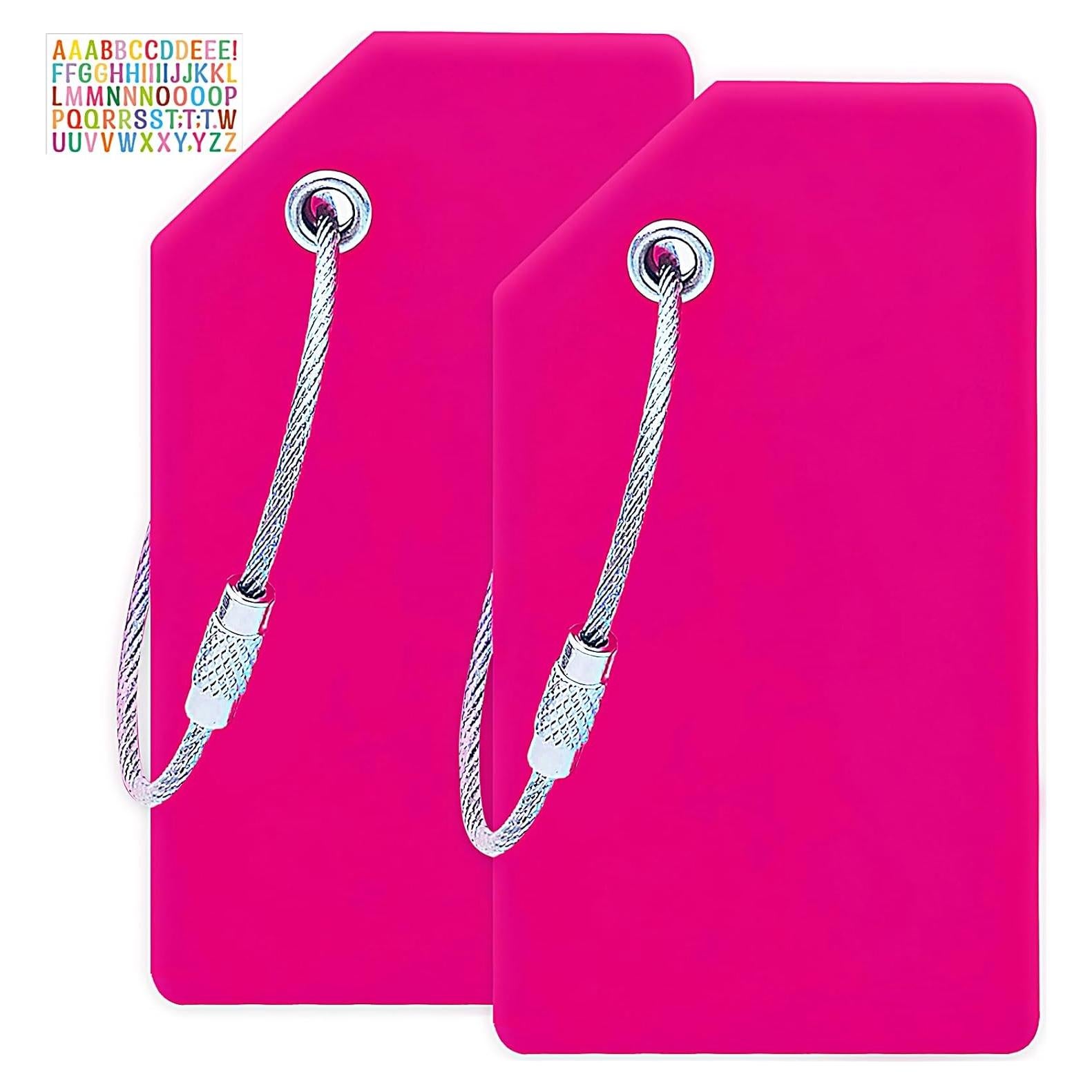 Etiquetas de Equipaje CPCOIN 2 Pack Silicona Rosa Personalizables