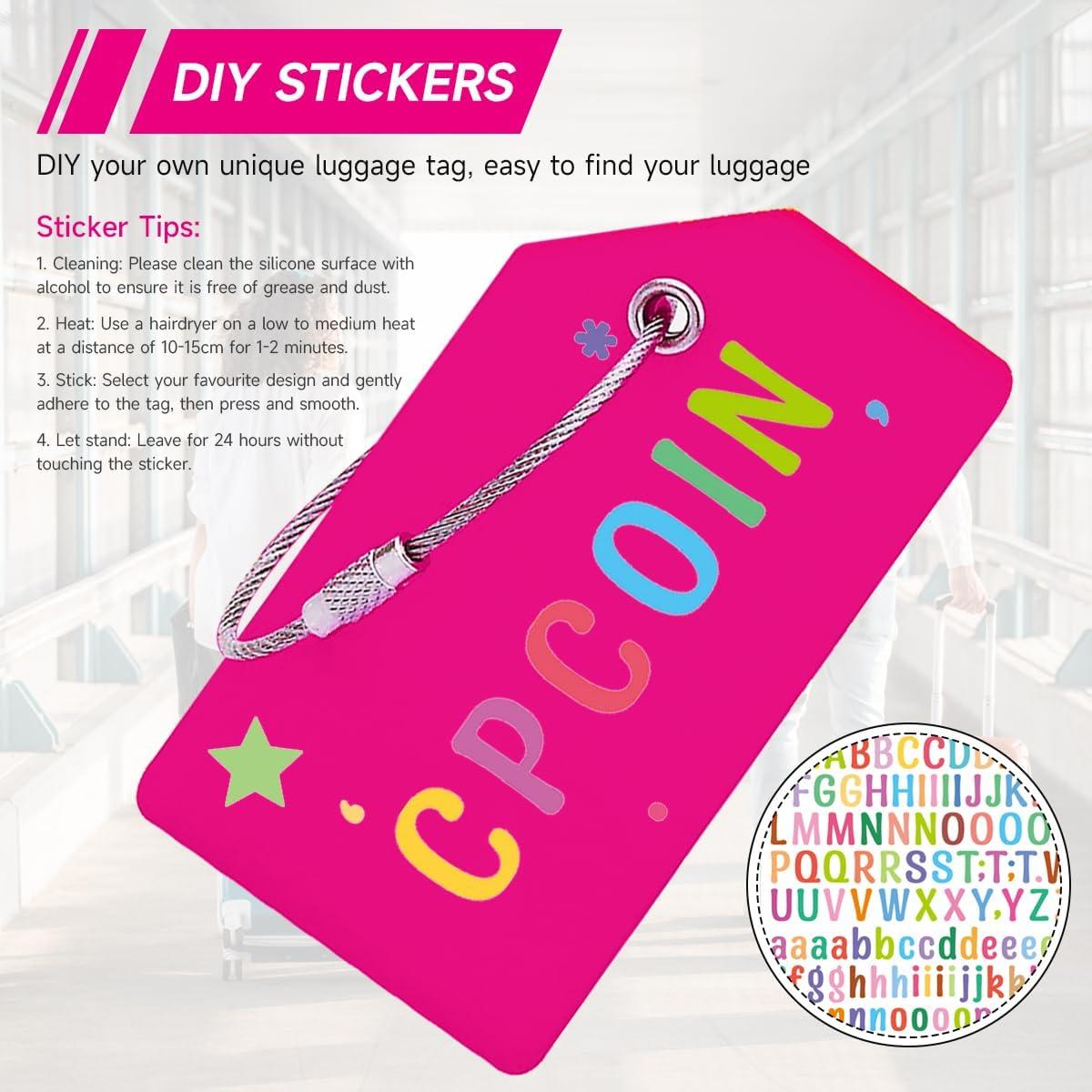 Etiquetas de Equipaje CPCOIN 2 Pack Silicona Rosa Personalizables