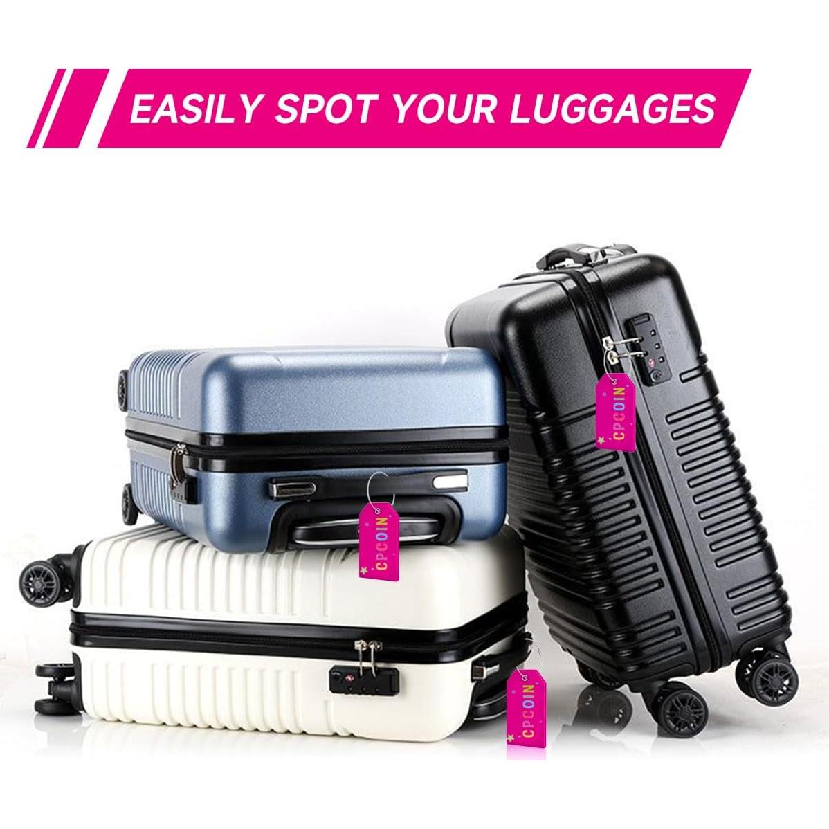 Etiquetas de Equipaje CPCOIN 2 Pack Silicona Rosa Personalizables