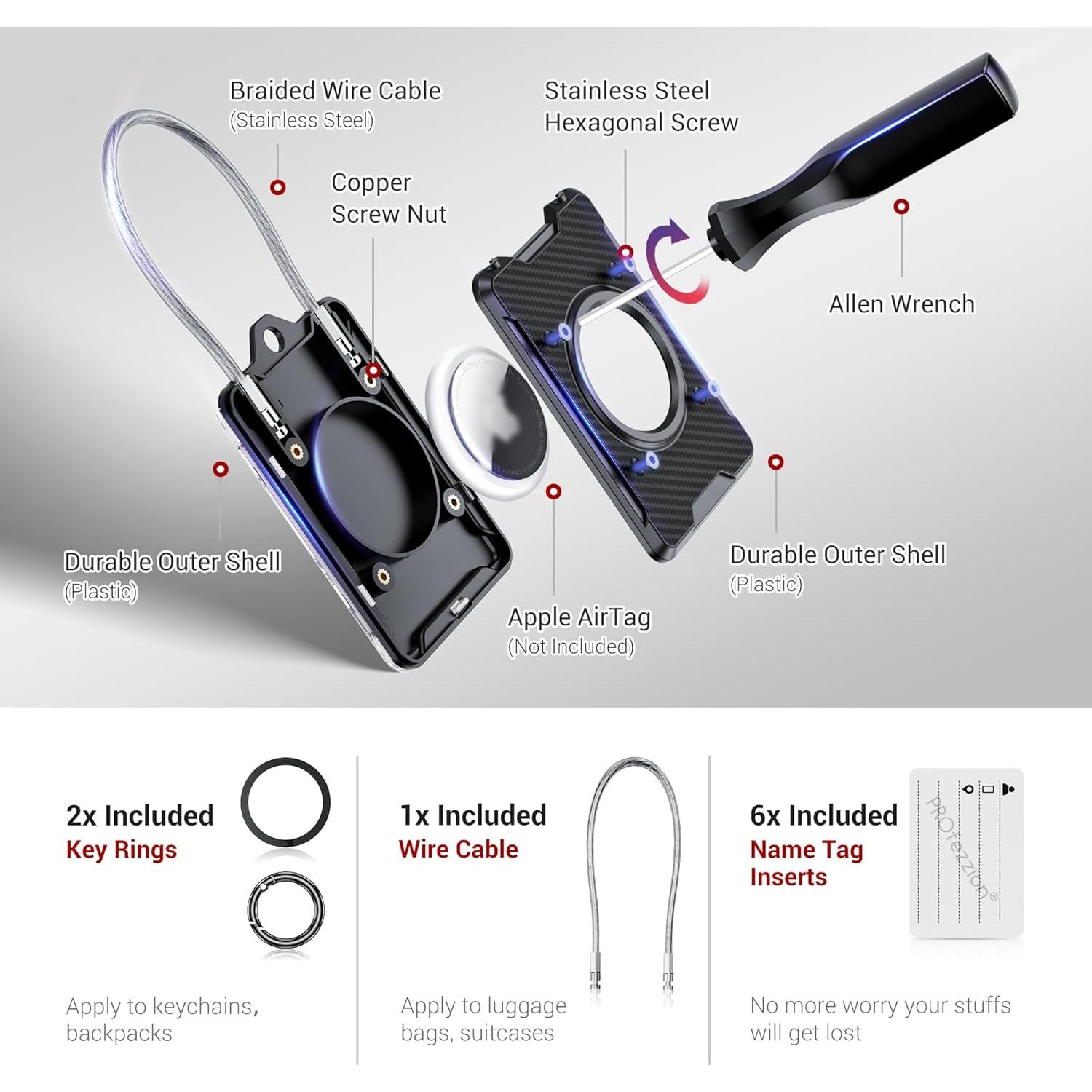 Soporte de Etiqueta de Equipaje PROfezzion con Tarjetas - Negro