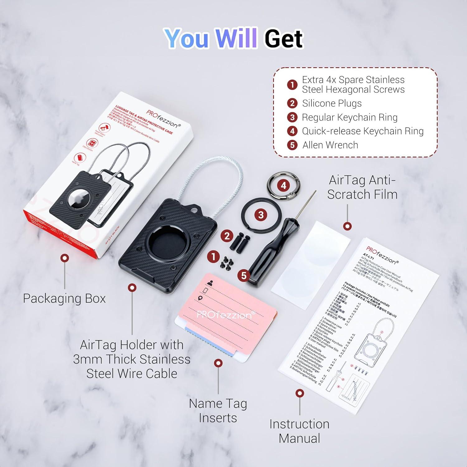 Soporte de Etiqueta de Equipaje PROfezzion con Tarjetas - Negro